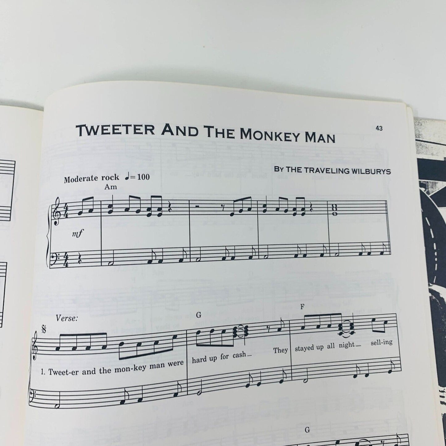 1980s The Traveling Wilburys Volume 1 Songbook Piano Chord Handle with Care
