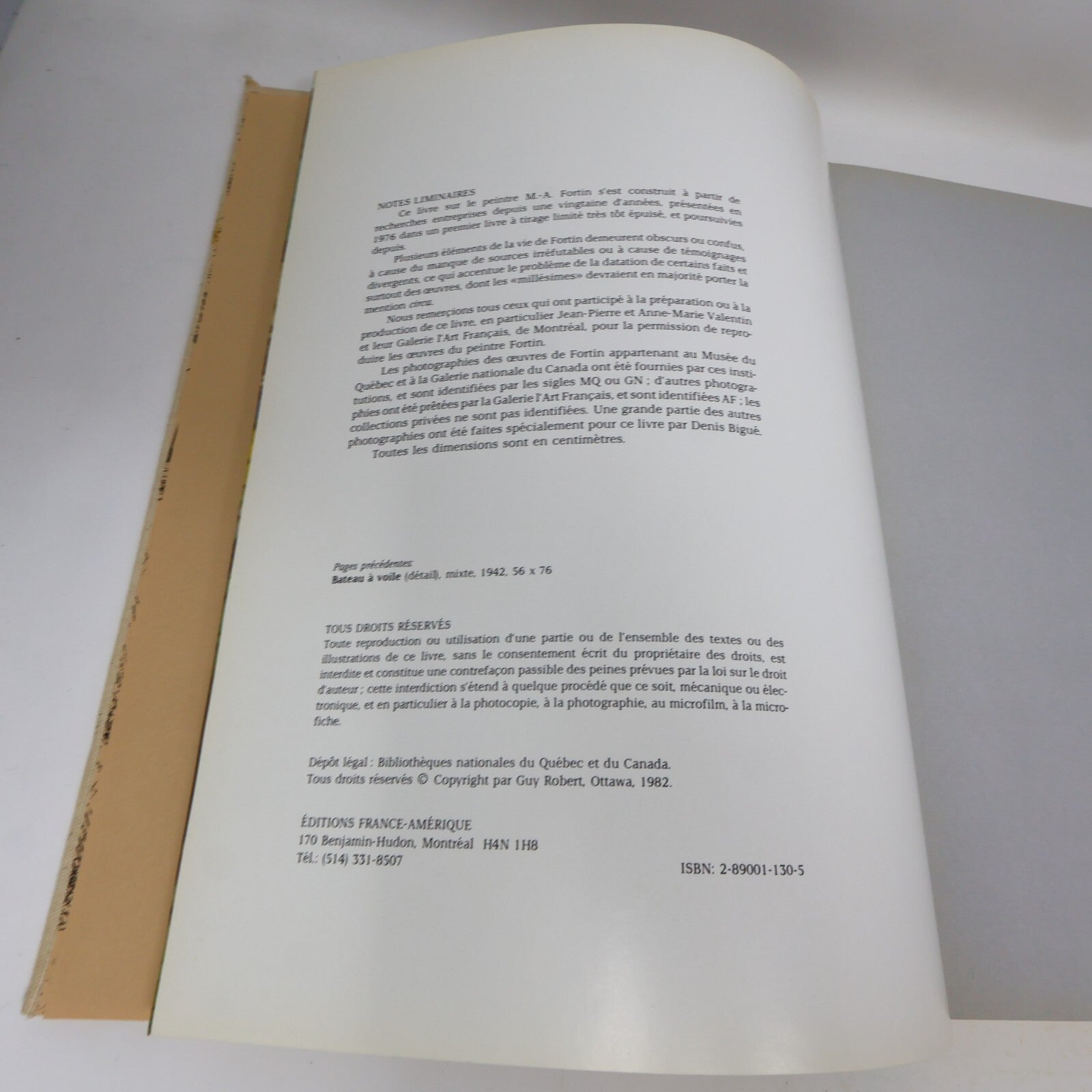 1982 Fortin l'Oeuvre et l'Homme Guy Robert Marc-Aurèle Fortin Québec Français HC