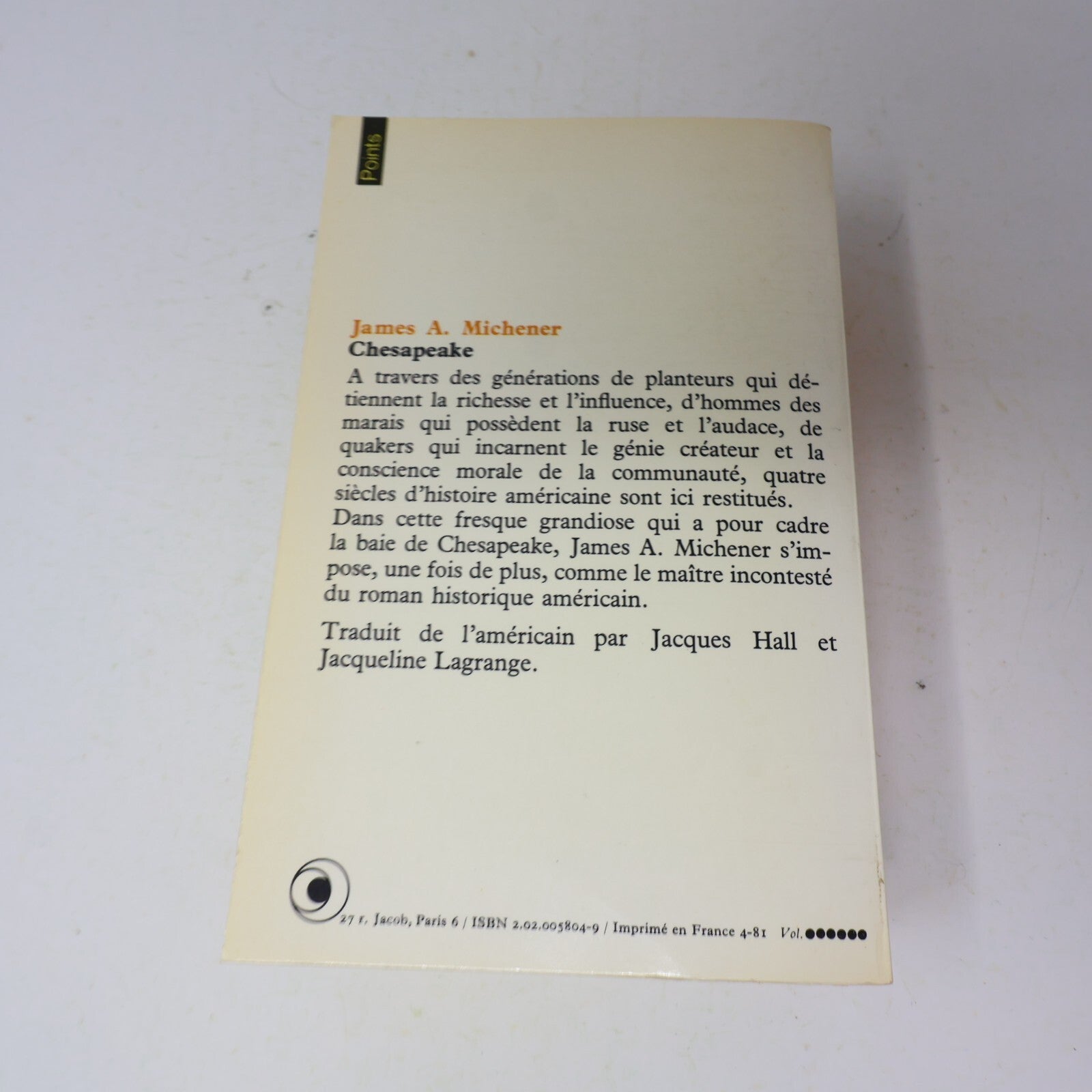 James Albert Michener Lot 2 Livres Chesapeake/L'Alliance Français French Seuil
