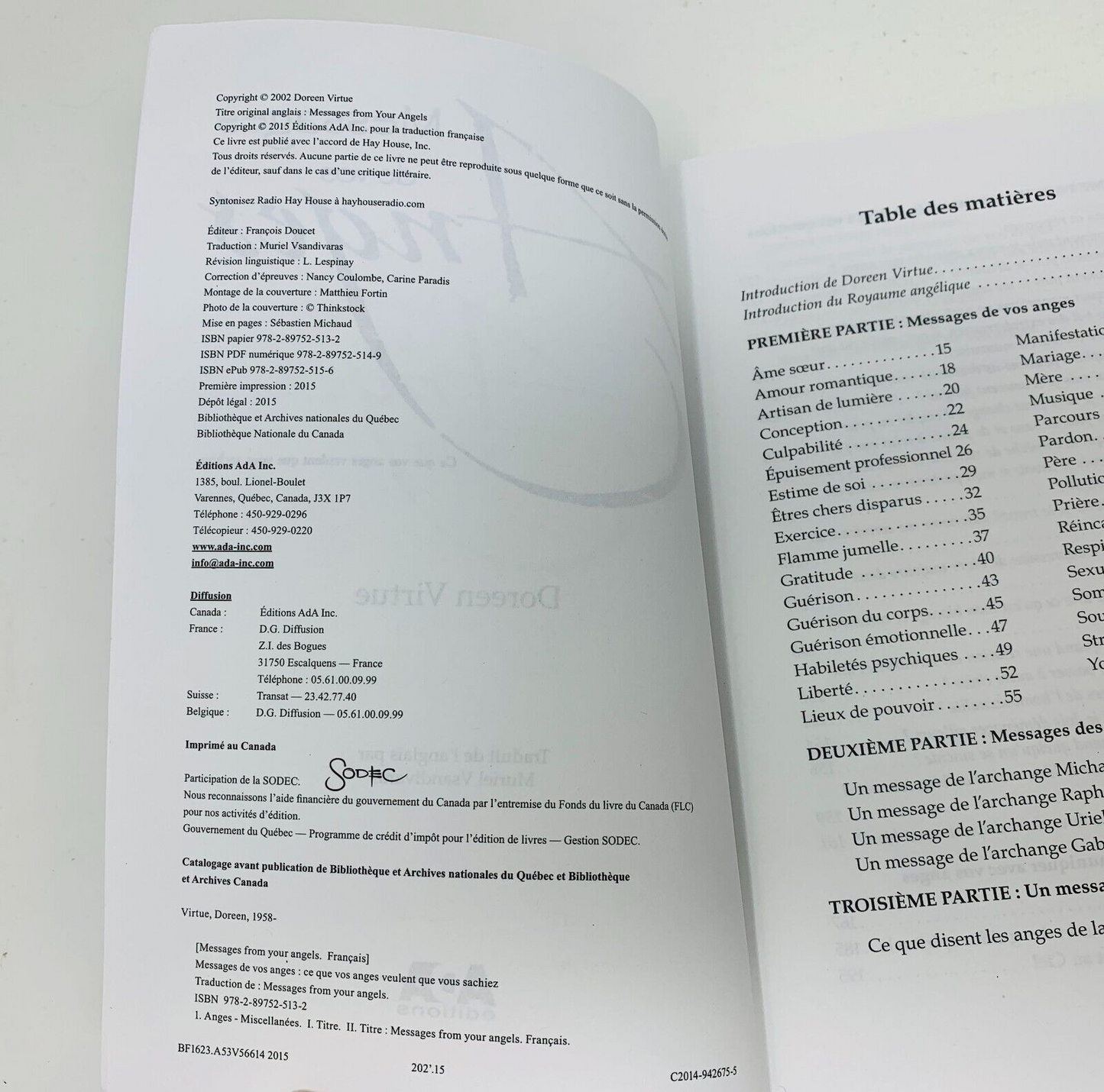 2015 Messages de vos Anges Ada Doreen Virtue Livre en Français Voix du Ciel