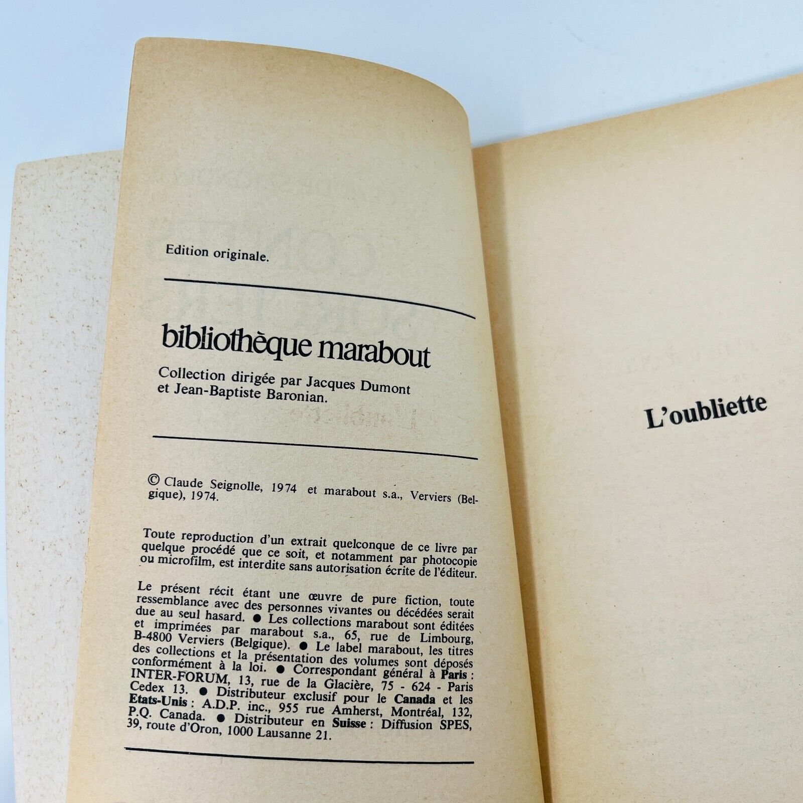 Histoires Vénéneuses/Contes Sorciers de Claude Seignolle Marabout Lot Livres 70s