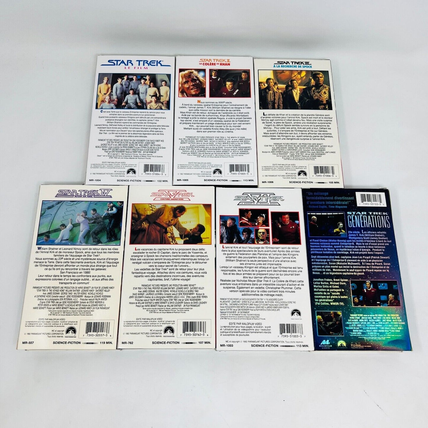 Coffret Star Trek de 7 Films VHS NTSC Testés en Français/French William Shatner