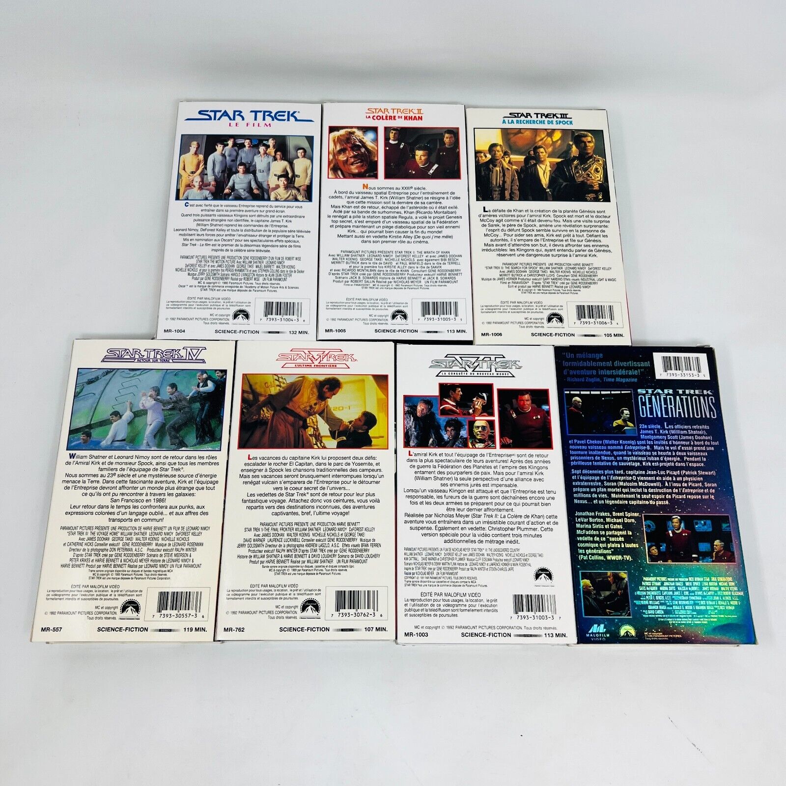 Coffret Star Trek de 7 Films VHS NTSC Testés en Français/French William Shatner