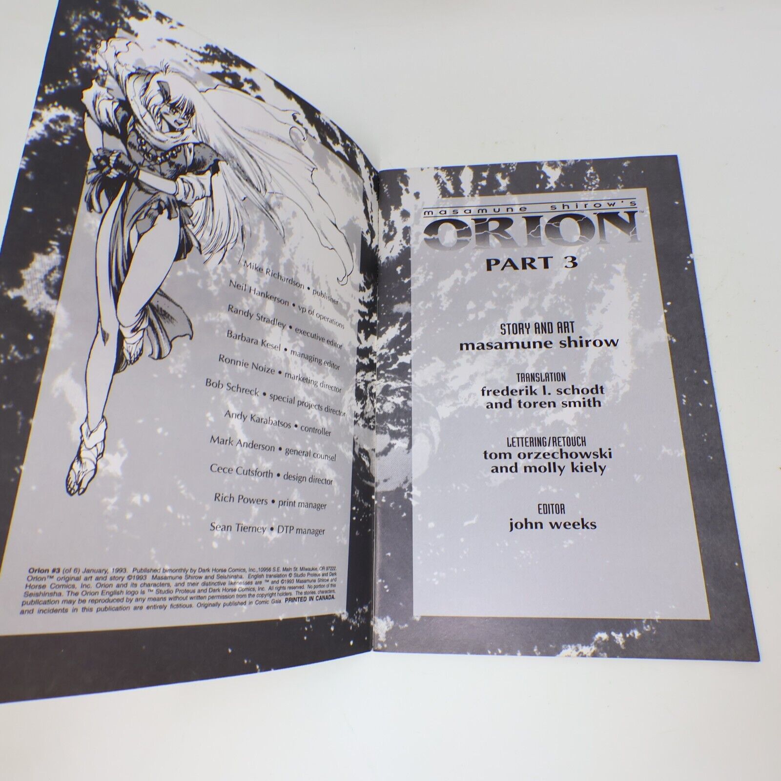 1993 Orion #3 Masamune Shirow Dark Horse Manga Comic 90s