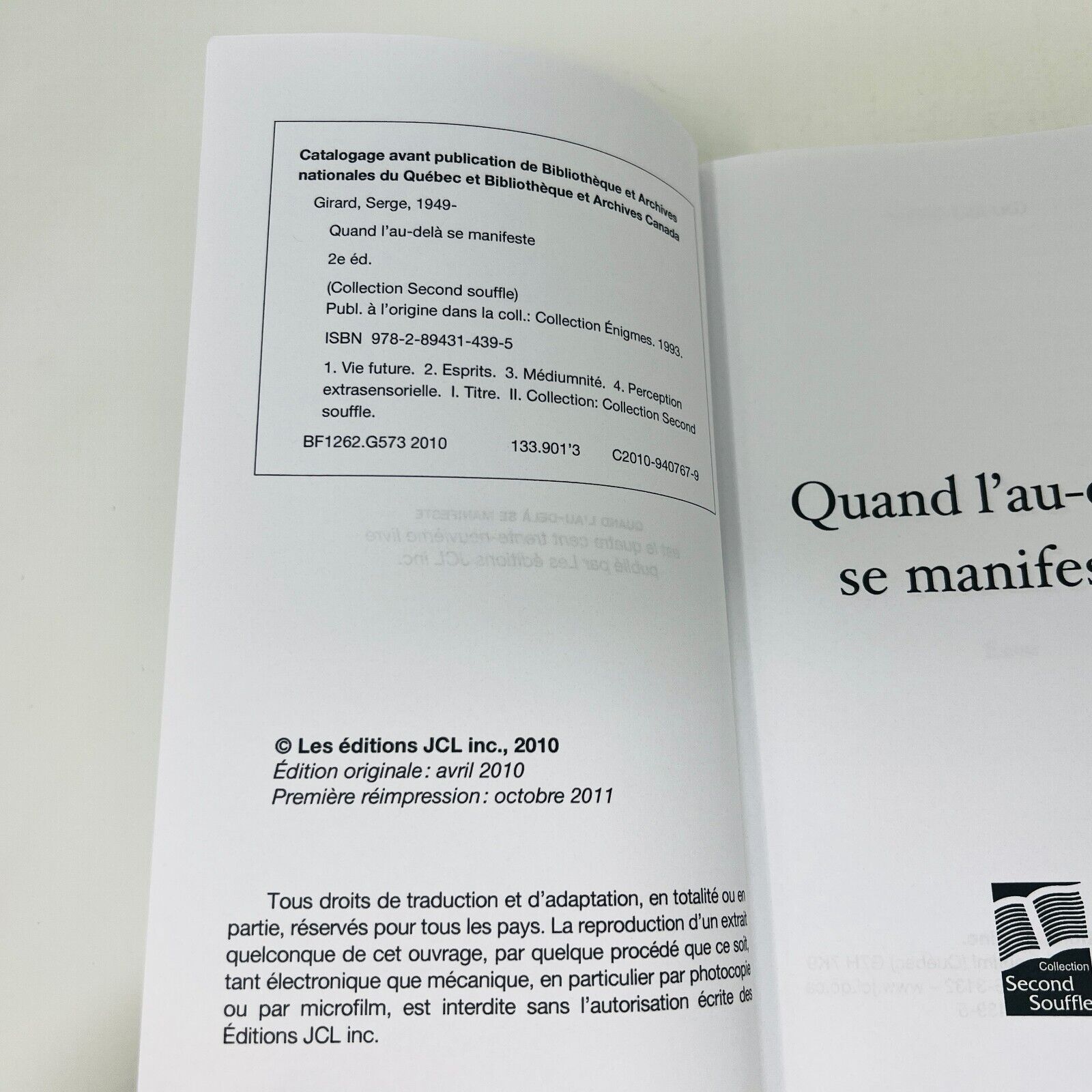2020 Quand l'Au-Delà se Manifeste L'Esprit des Morts et Vivants de Serge Girard