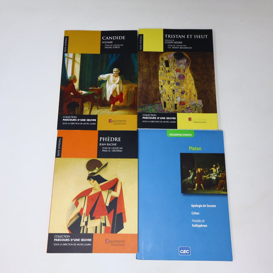 Tristan et Iseut/Candide/Apologie de Socrate/Phèdre Lot Racine/Voltaire/Platon