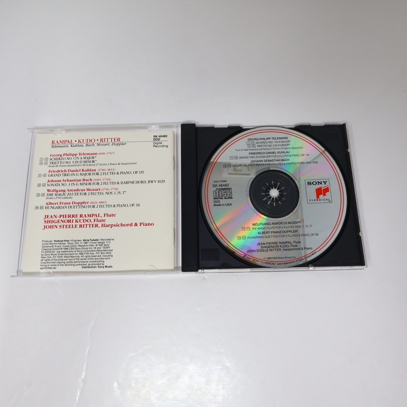 Rampal & Kudo Play Telemann/Kuhlau/Bach/Mozart/Doppler CD Ritter Sony SK 46 482