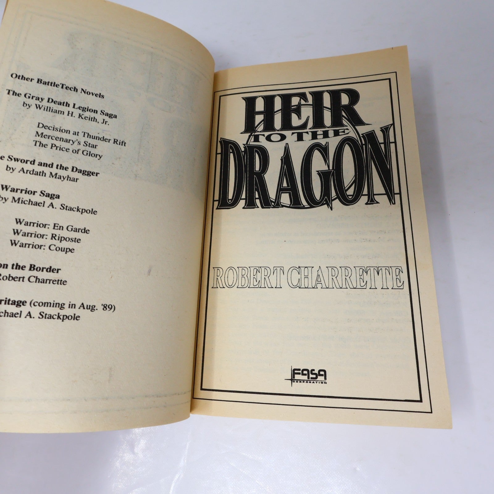Battletech Heir to the Dragon Robert Charrette Fasa 1989 PB Science-Fiction Book