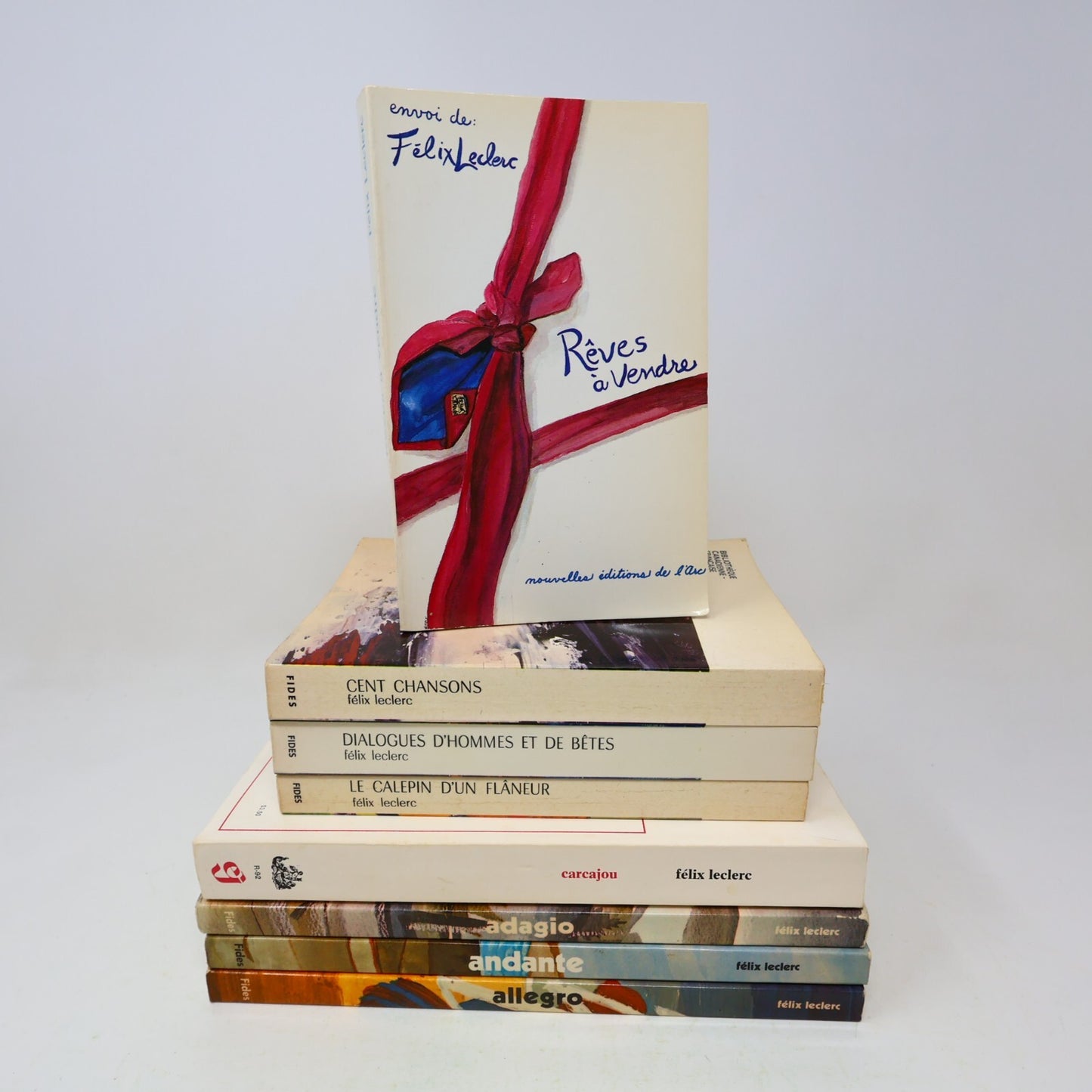 Félix Leclerc Lot 8 Livres Andante/Adagio/Allegro/Rêves à Vendre Roman Poésie PB