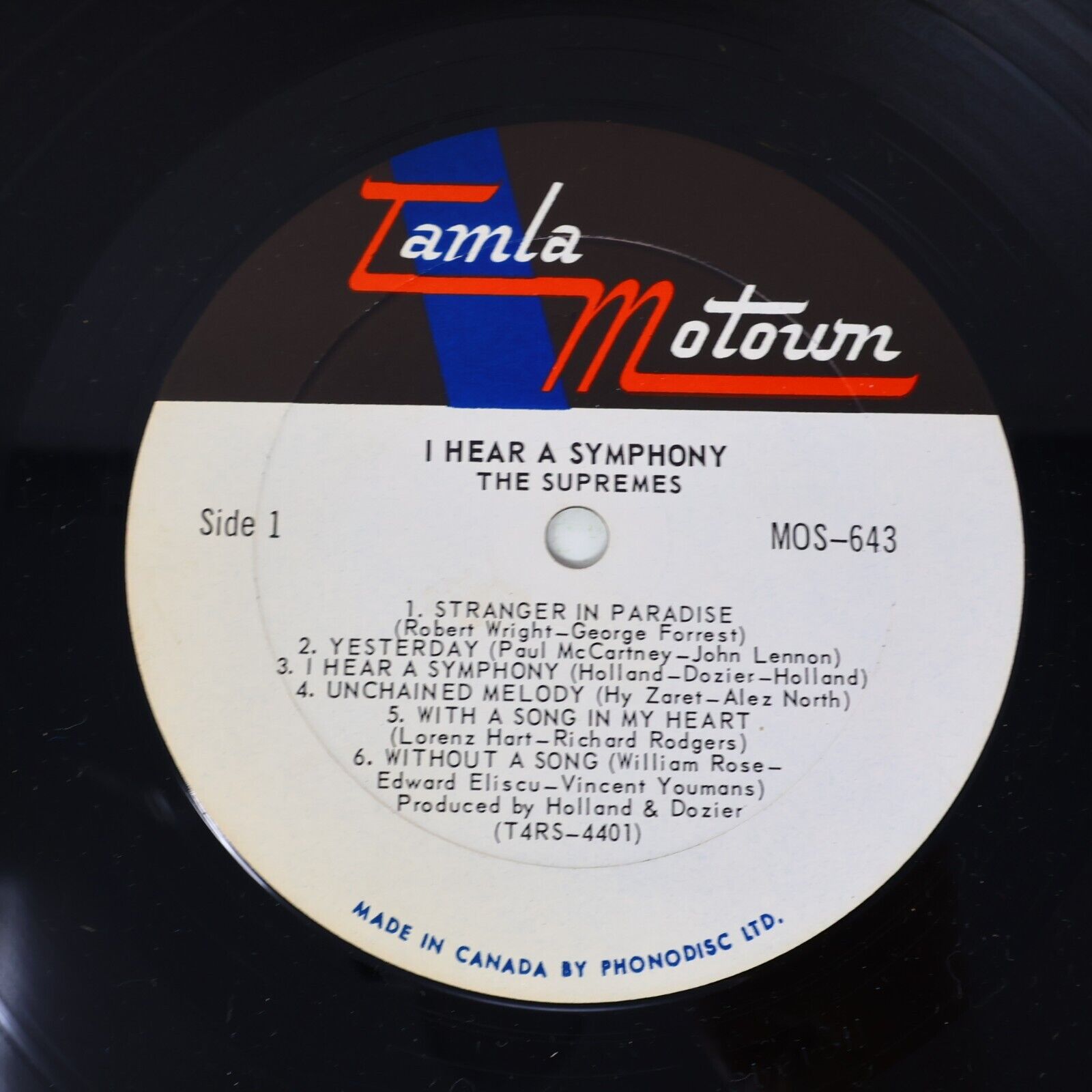 The Supremes I Hear A Symphony LP Record Vinyl MOS-643 Canada 1966 Funk Soul 60s