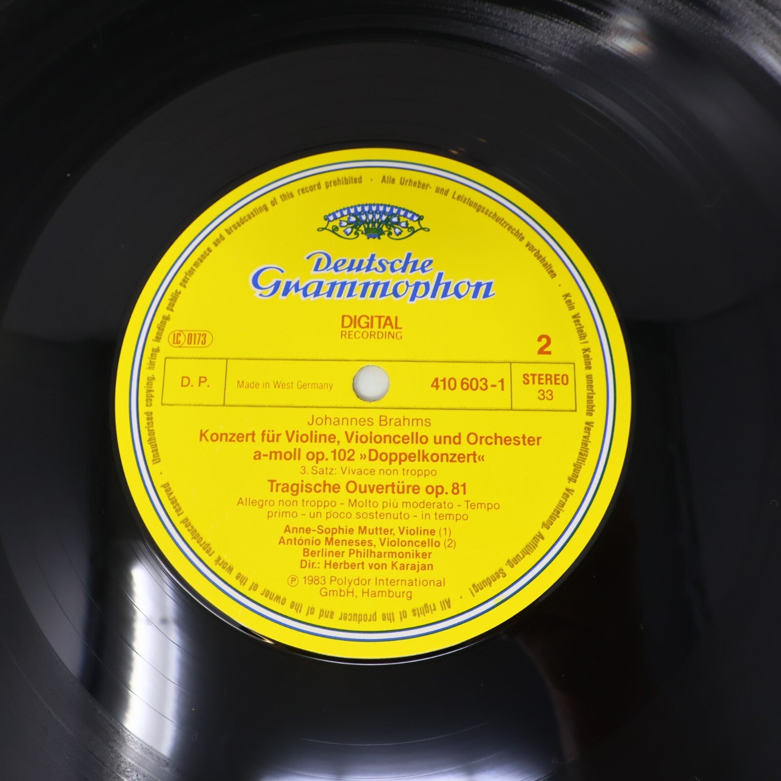 Herbert von Karajan Brahms Mutter Meneses Double Concerto LP Record 410 603-1
