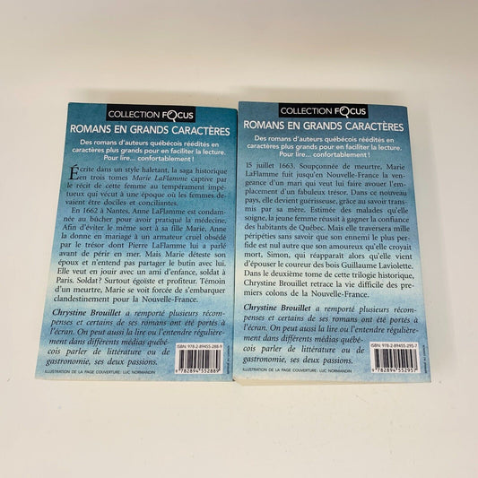Marie Laflamme Tomes 1-2 Romans en Grands Caractères Chrystine Brouillet Lot