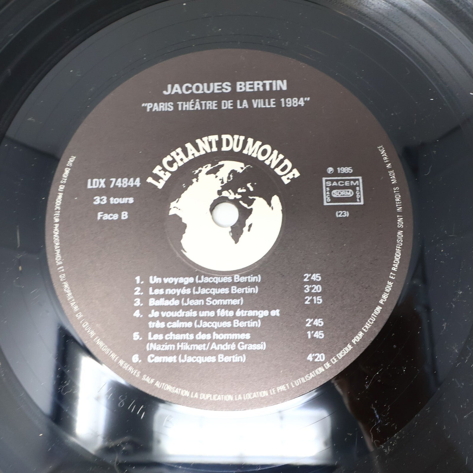 Jacques Bertin ‎Lot 2 Disques Changement de Propriétaire/ Paris Théâtre de la
