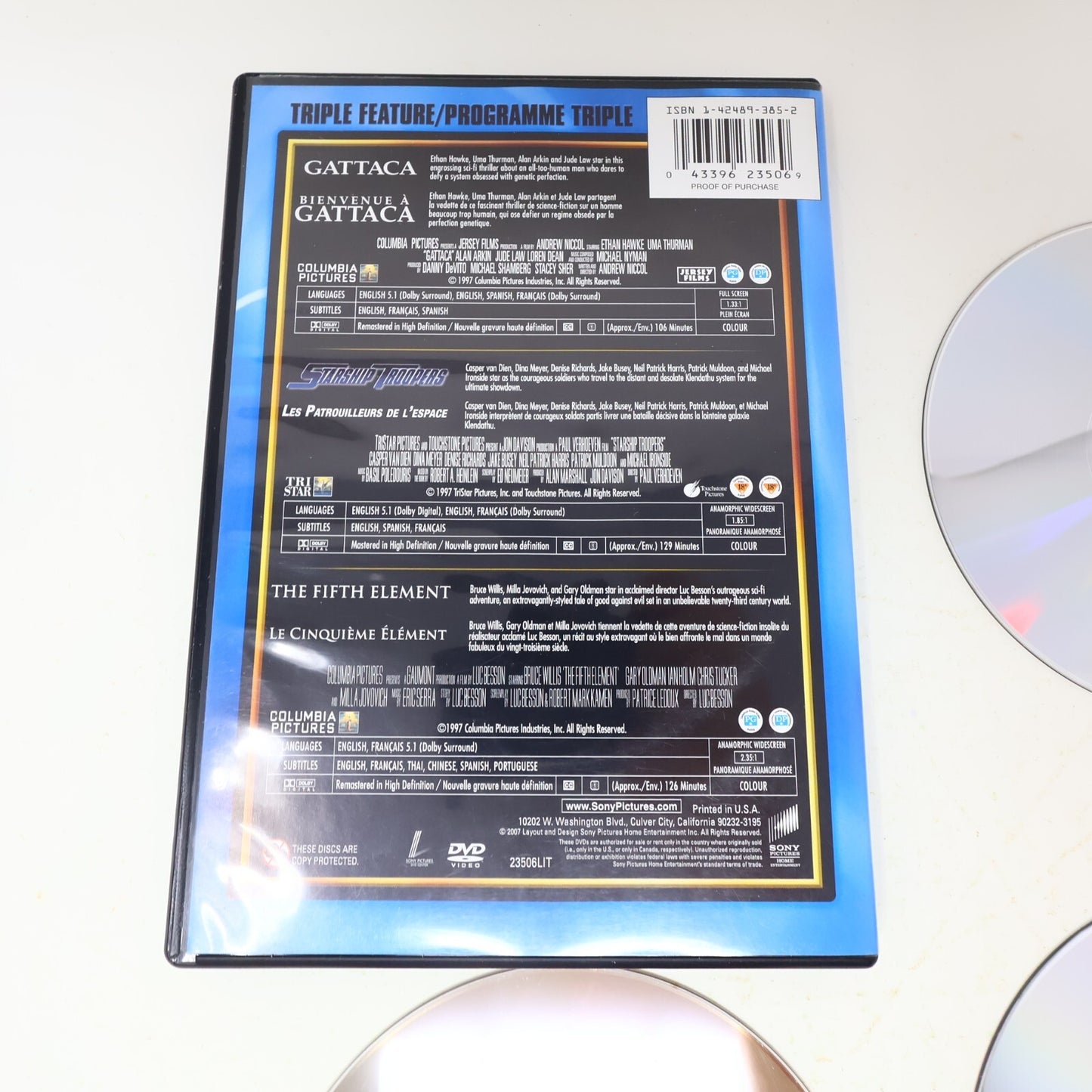 Gattaca/Starship Troopers/Fifth Element Triple Feature DVD Science-Fiction Set
