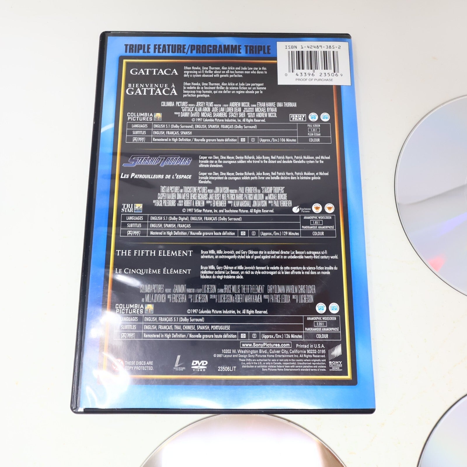 Gattaca/Starship Troopers/Fifth Element Triple Feature DVD Science-Fiction Set