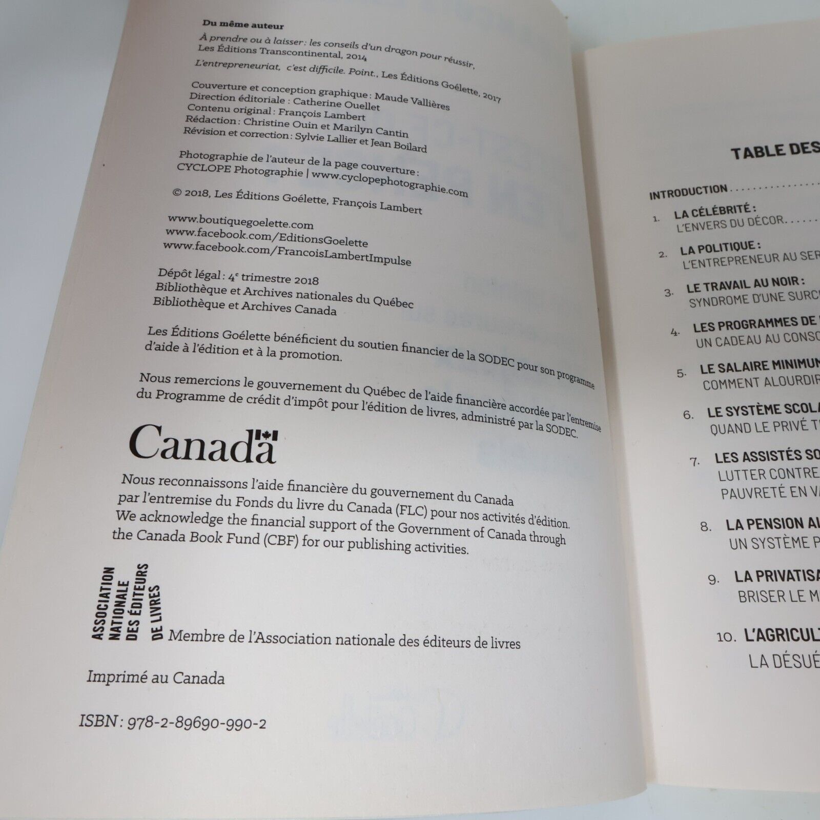 2018 Qu'est-ce que j'en Pense? mon Opinion Non Censurée de François Lambert PB