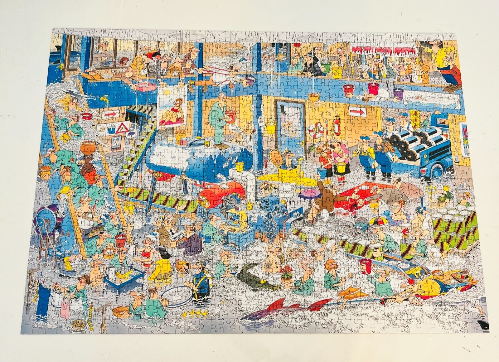 3x 1000 Puzzles + Posters 81120 Complete The Big Leak/Gym/Café Jan Van Haasteren