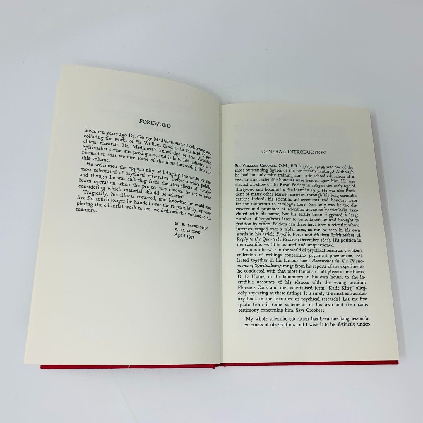 1972 William Crookes and the Spirit World Psychical Research Hardcover Medhurst