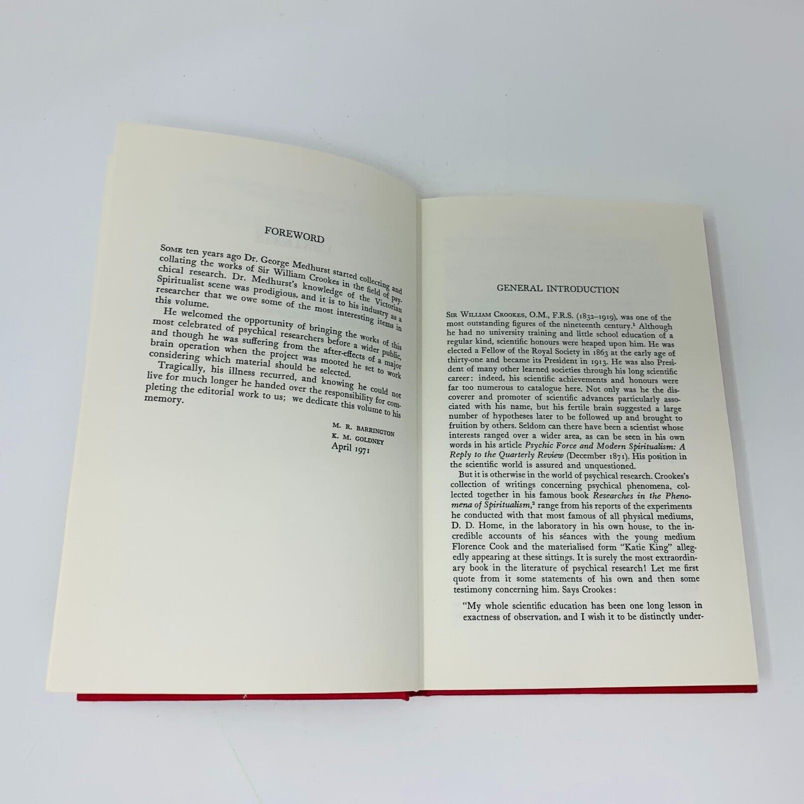 1972 William Crookes and the Spirit World Psychical Research Hardcover Medhurst