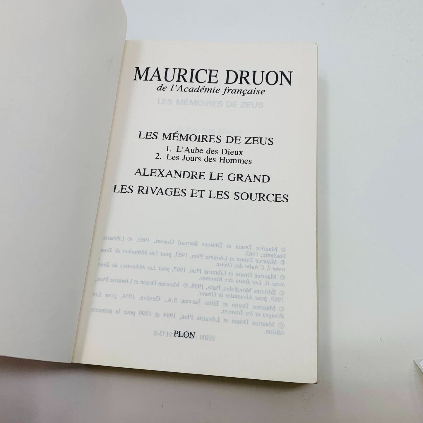 1999 Romans Mythologiques Volumes Plon Omnibus Maurice Druon Alexandre Le Grand
