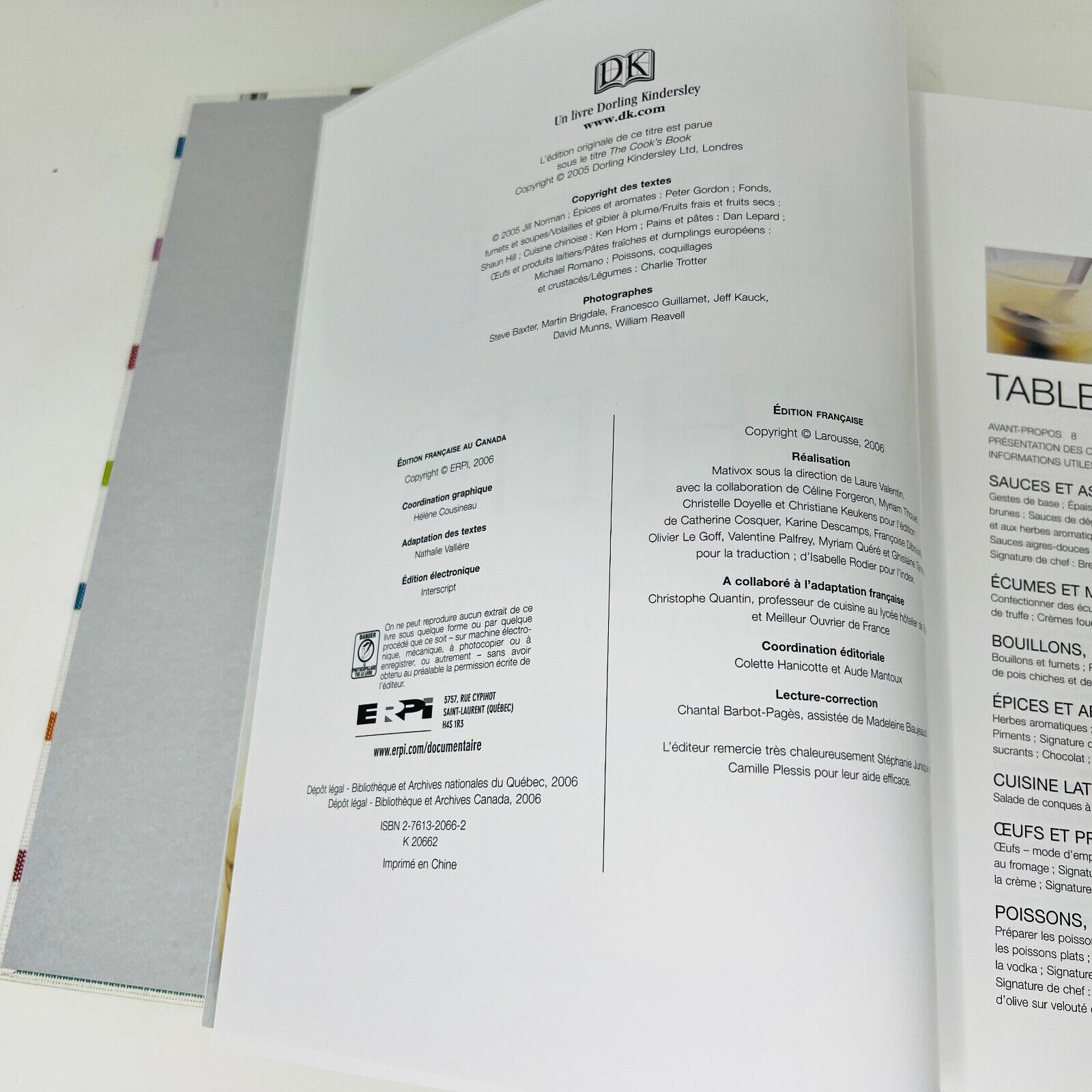 2006 Le Livre des Chefs Recettes Techniques Simples de Jill Norman ERPI Cuisine