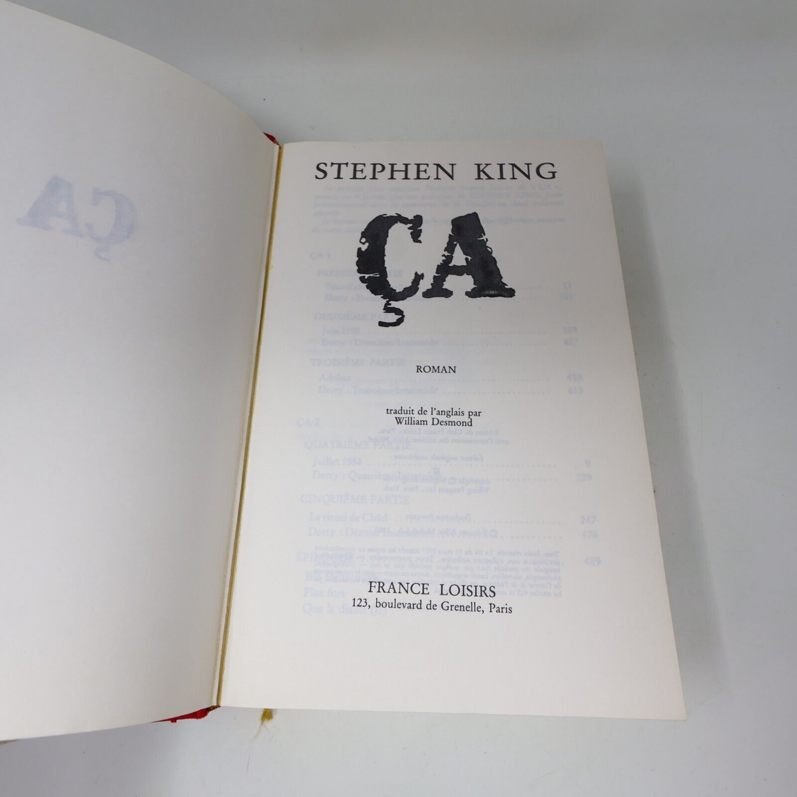 1989 Ça Stephen King It BCE France Loisirs Français Hardcover Omnibus Horreur HC