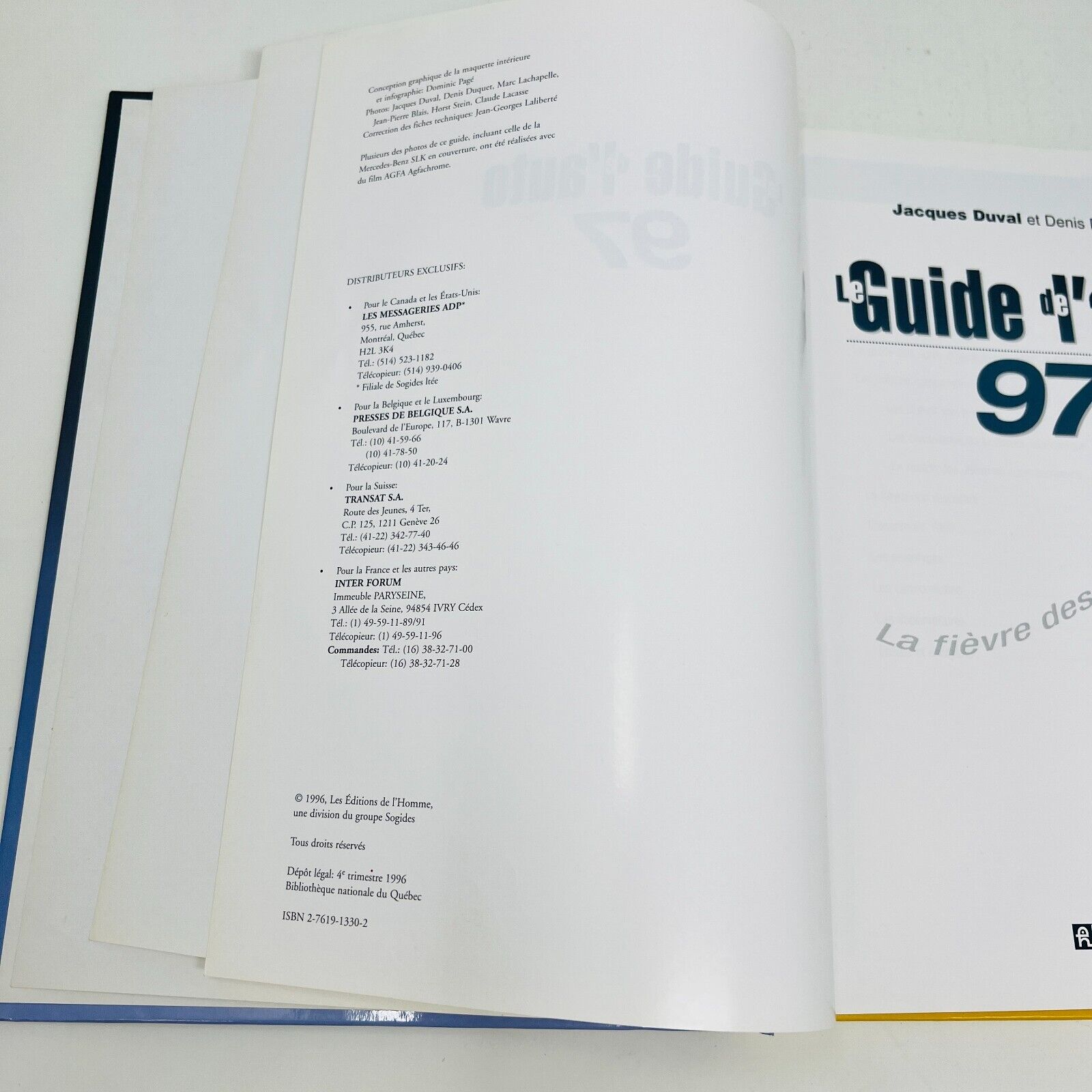 Le Guide de l'Auto 95-96-97 Jacques Duval/Denis Duquet Lot Livres Vintage Chars