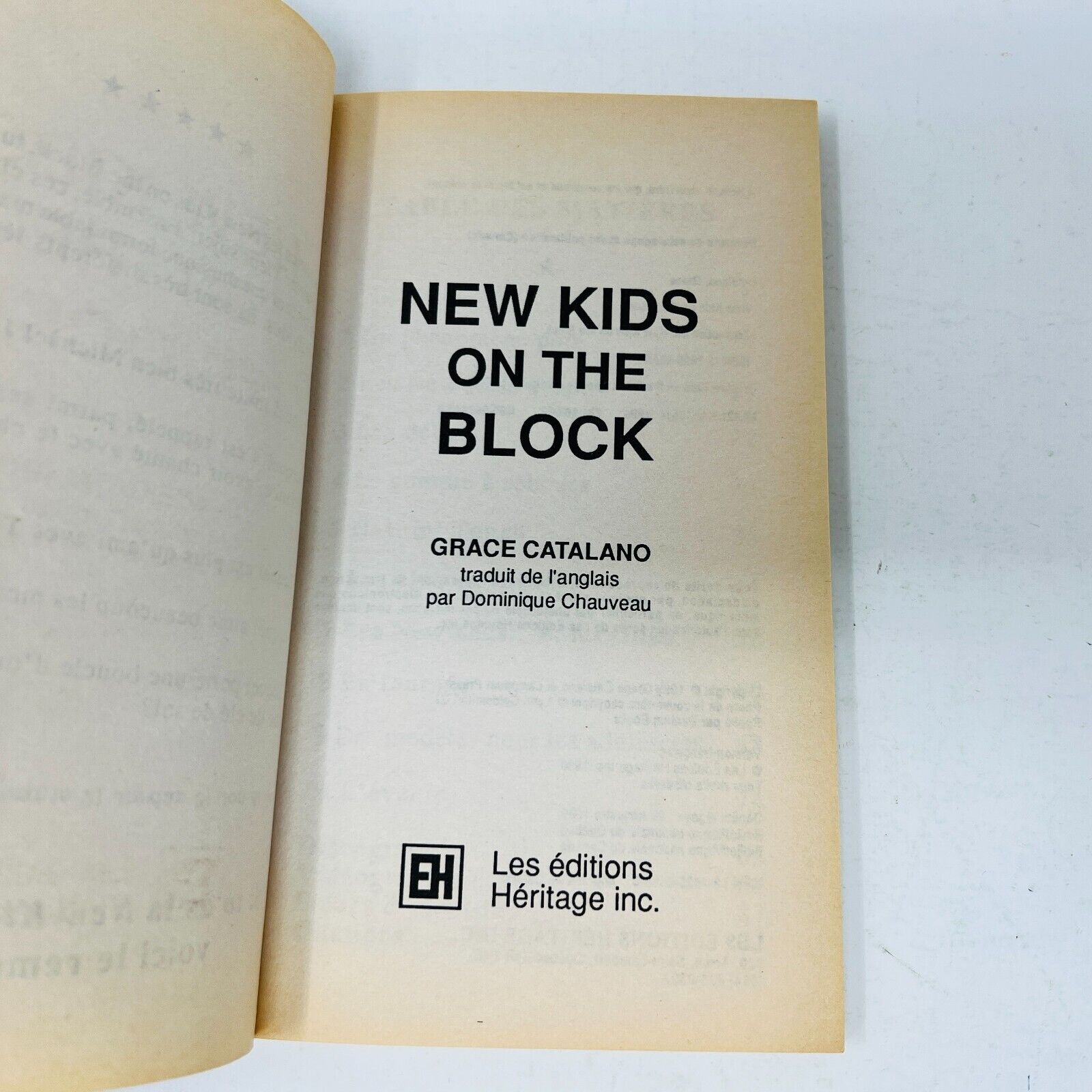 1990 New Kids on the Block Livre en Français/French EH Grace Catalano Donnie/Joe