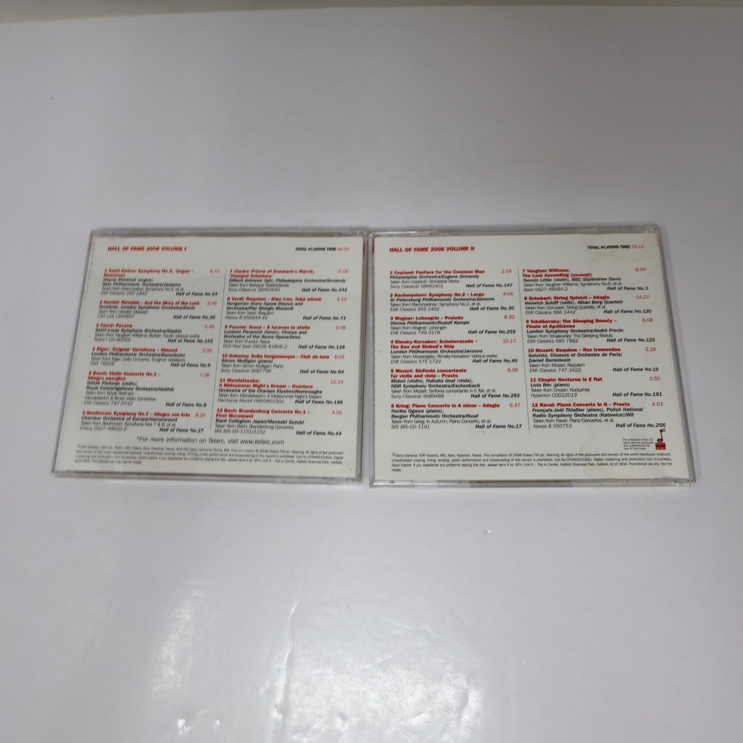 Classic FM Hall of Fame 2008 Volume One-Two #1-2 CD Lot Fauré/Beethoven/Bach