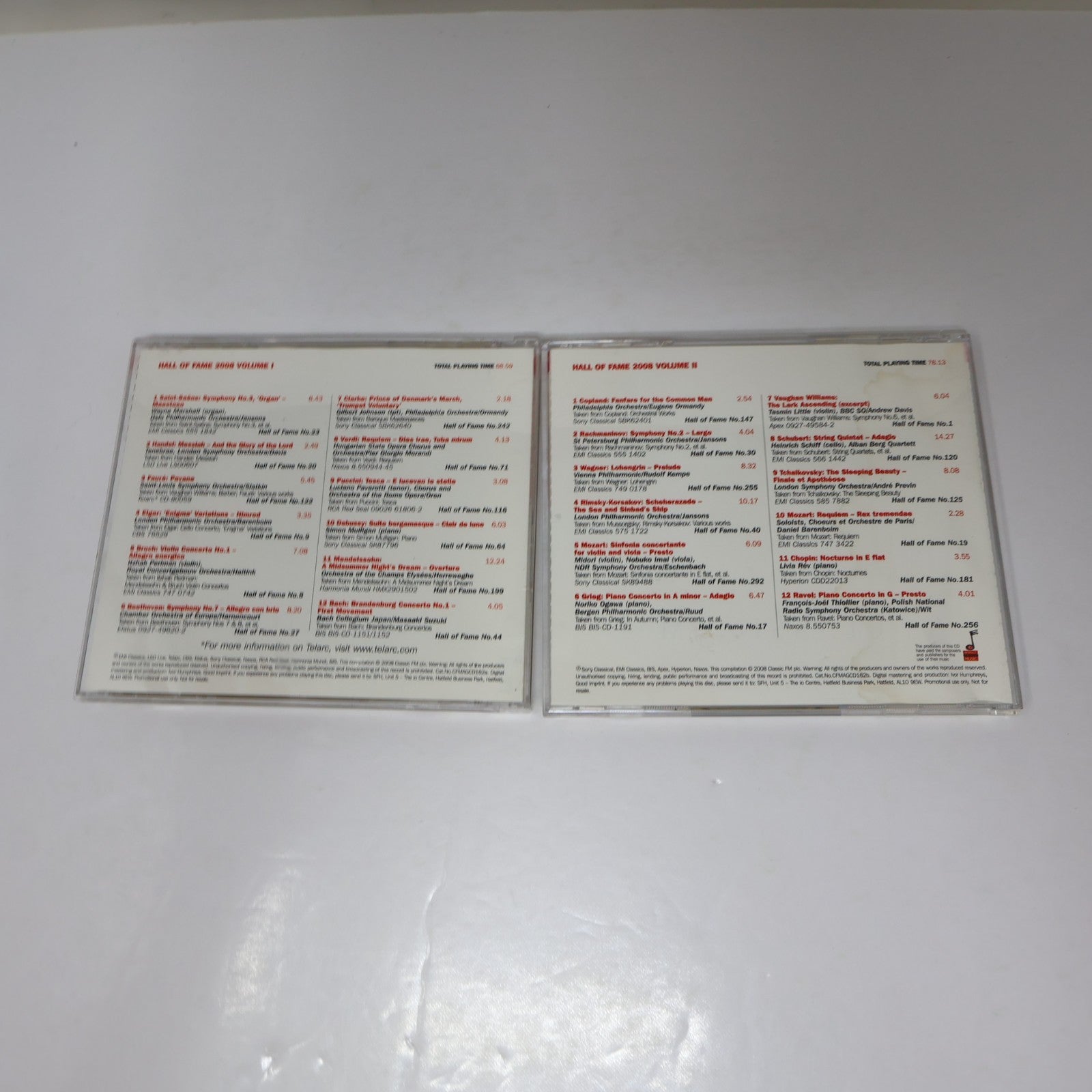 Classic FM Hall of Fame 2008 Volume One-Two #1-2 CD Lot Fauré/Beethoven/Bach