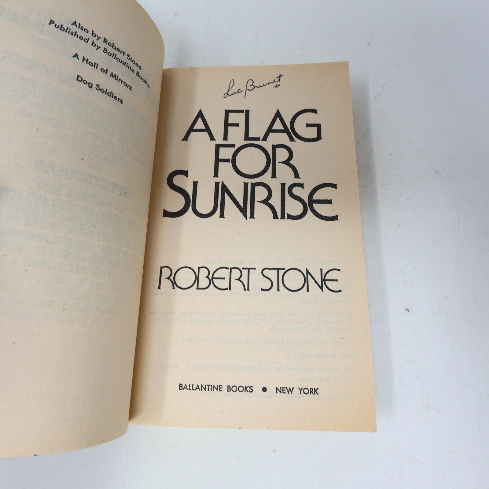 1982 A Flag For Sunrise Robert Stone Ballantine Thriller Paperback Book 80s PB