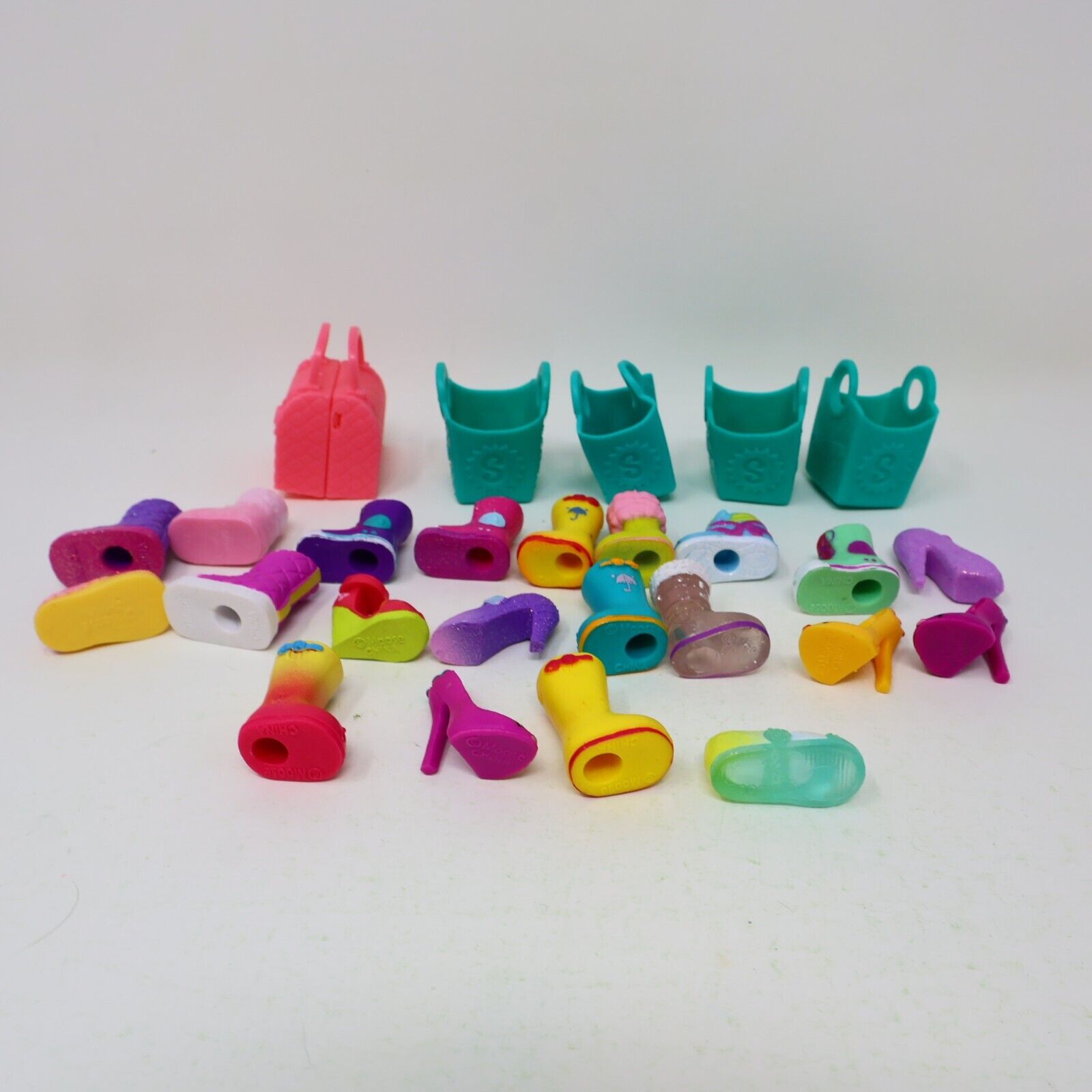 Lot of 21 Shopkins Figures Toys Mixed Boots Shoes High Heels Baskets Moose