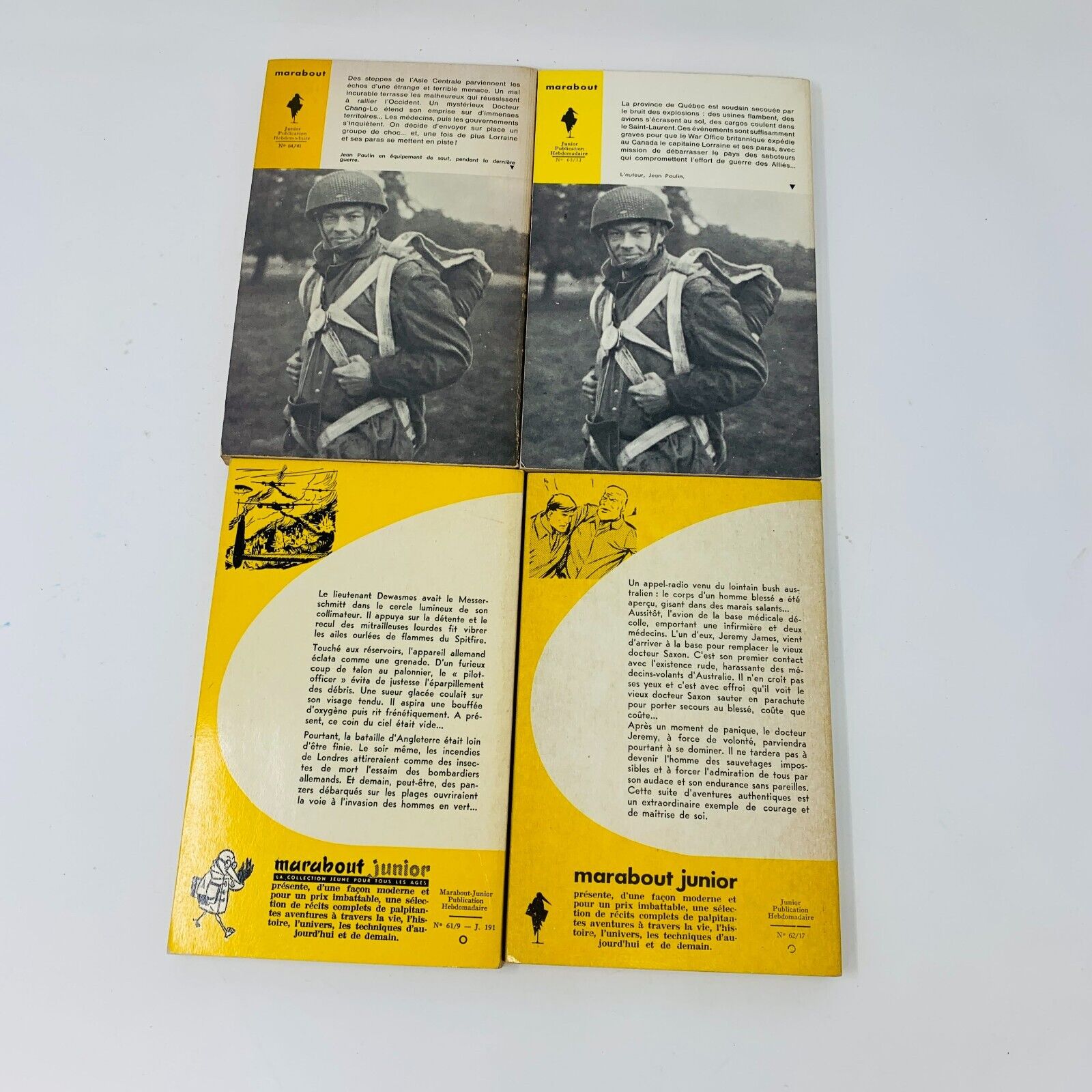 9x Marabout Junior Pulp Fiction Espion Guerre Crime Lot French Français 1958-64