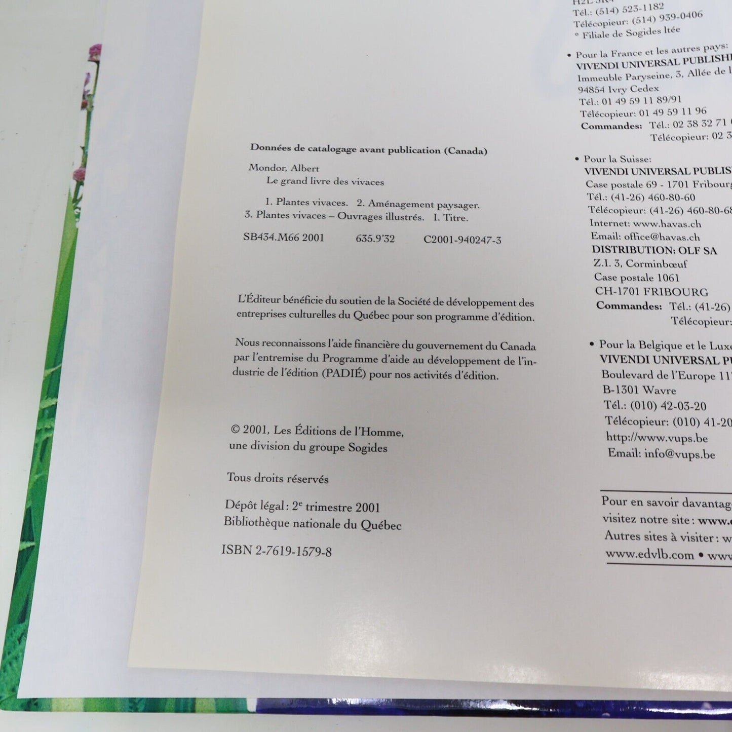 2001 Le Grand Livres des Vivaces Albert Mondor Horticulture Jardinage De L'homme