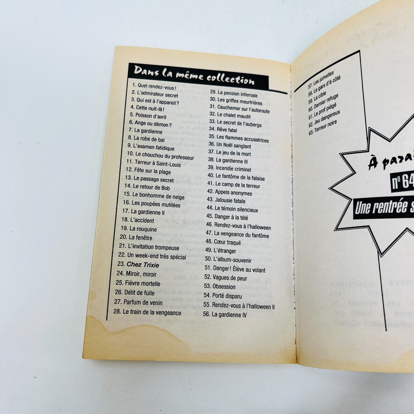 9x Frissons EH Lot Livres Quel Rendez-Vous!/L'Accident/Poupées Mutilées Stine