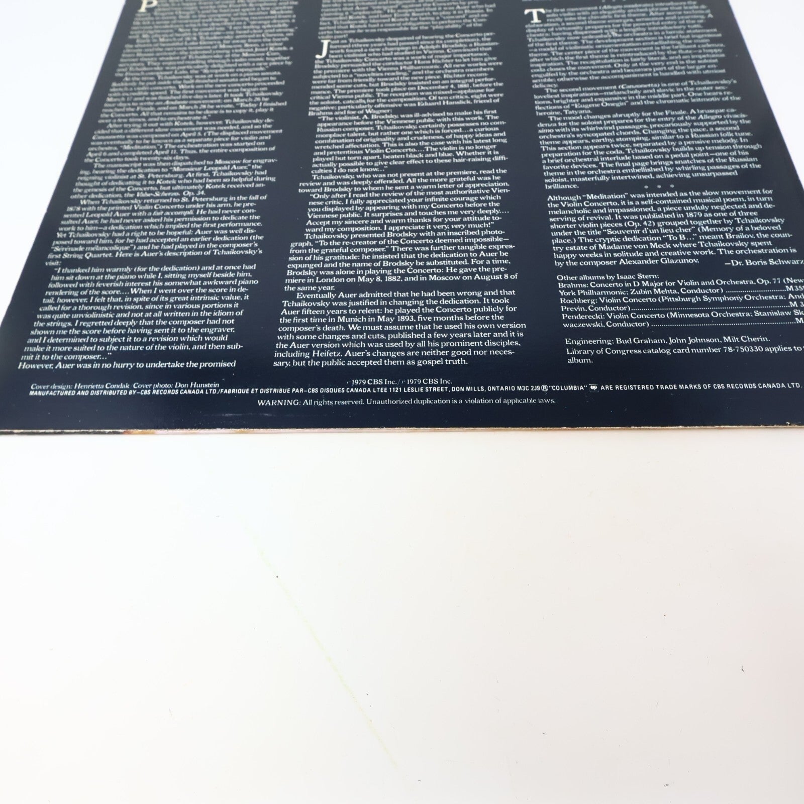 Isaac Stern Tchaikovsky Rostropovich Violin Concerto/Meditation Record 35126