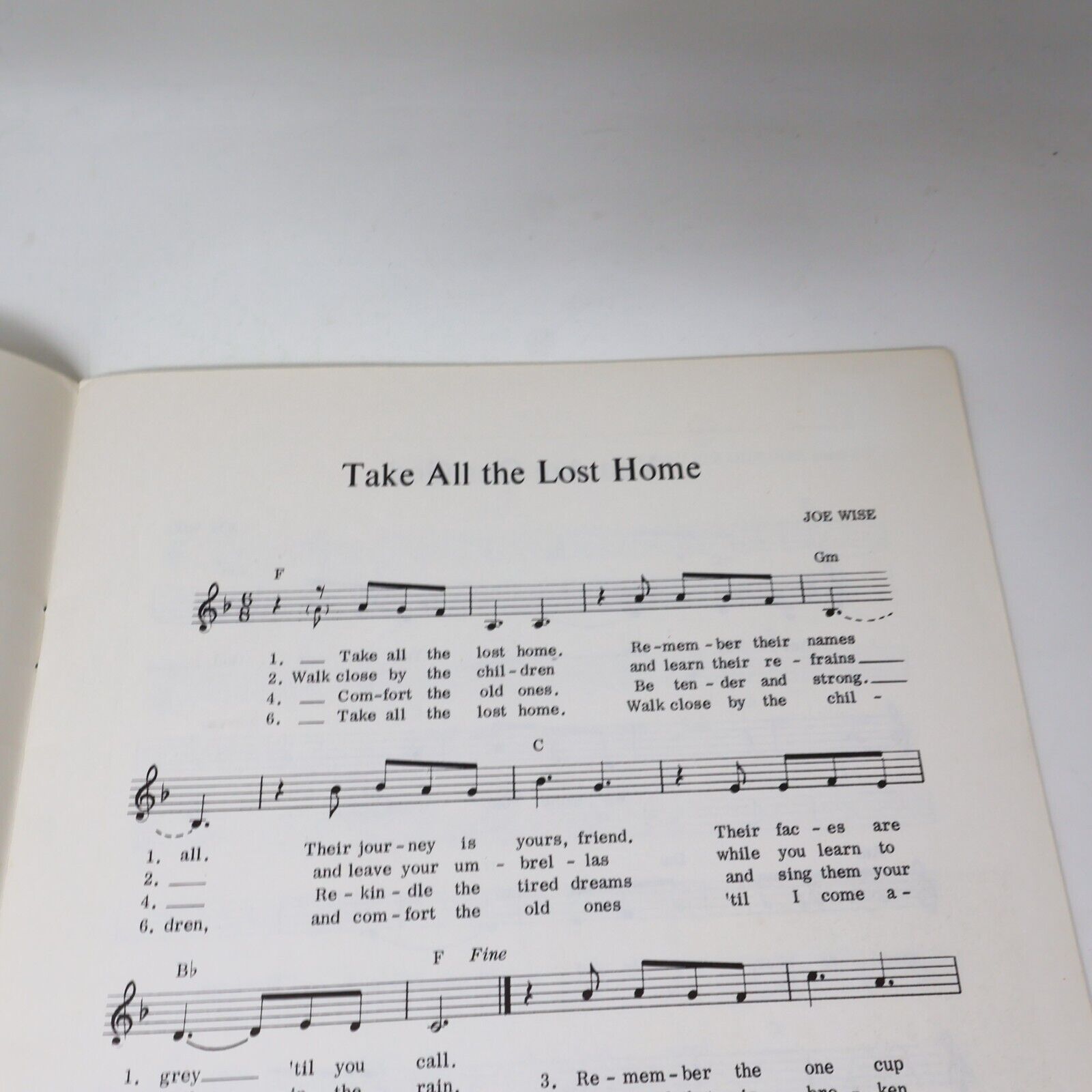 1977 Take All the Lost Home by Joe Wise Catholic Music Songbook Religious Sheet
