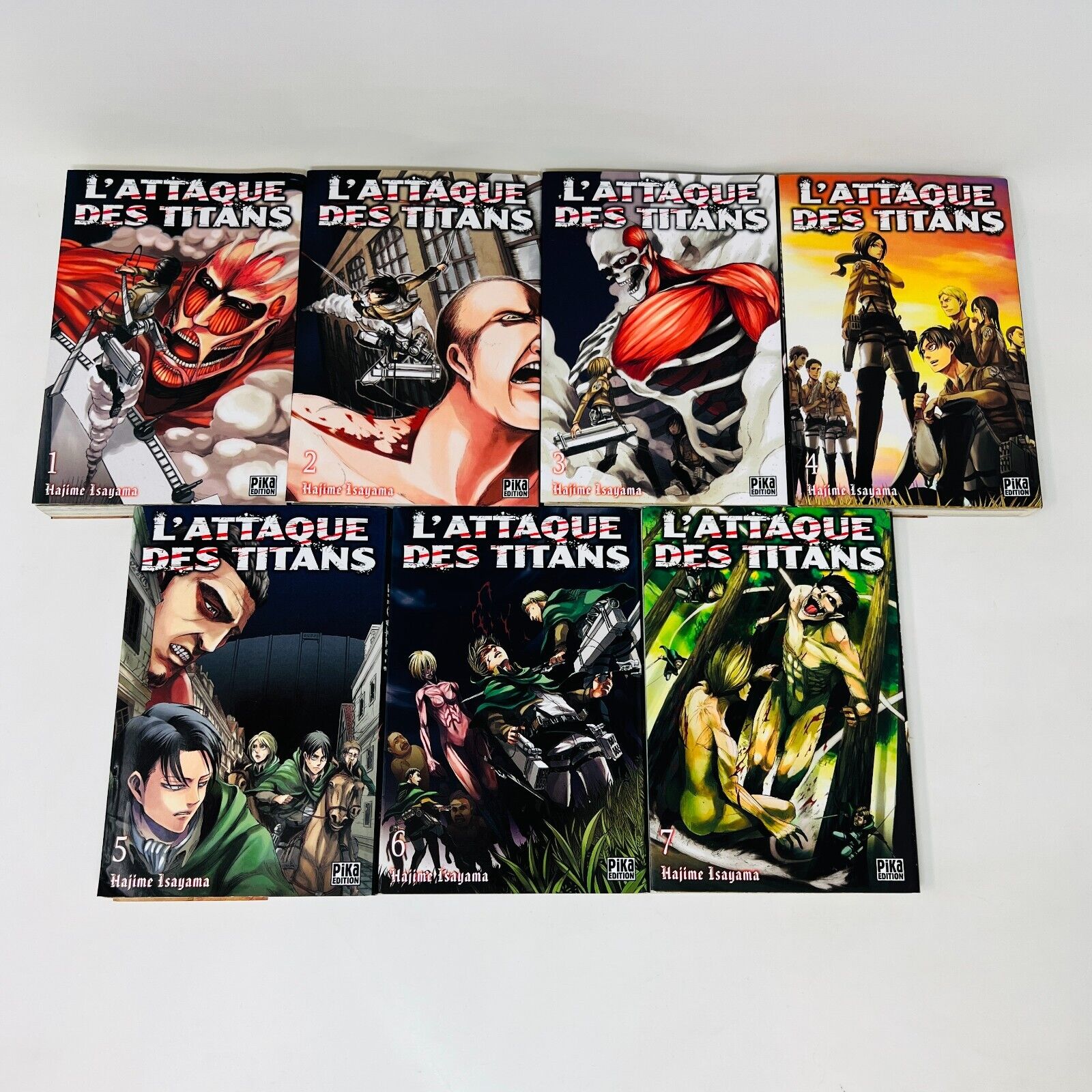 Lot de 7 Mangas L'Attaque des Titans 1 à 7 de Hajime Isayama en Français Pika
