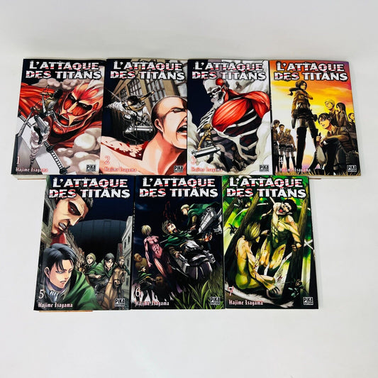 Lot de 7 Mangas L'Attaque des Titans 1 à 7 de Hajime Isayama en Français Pika