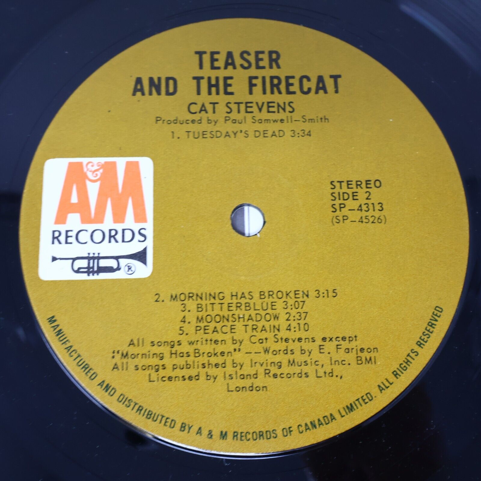 Cat Stevens Teaser And The Firecat LP Record 1971 A&M Records SP 4313 Canada 70s