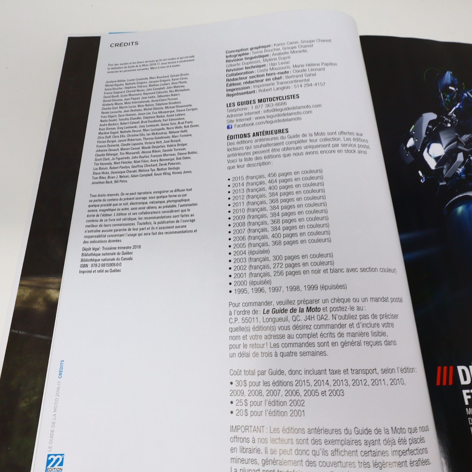 2016 Le Guide de la Moto 2016-17 la Bible des Motocyclistes Bertrand Gahel Livre