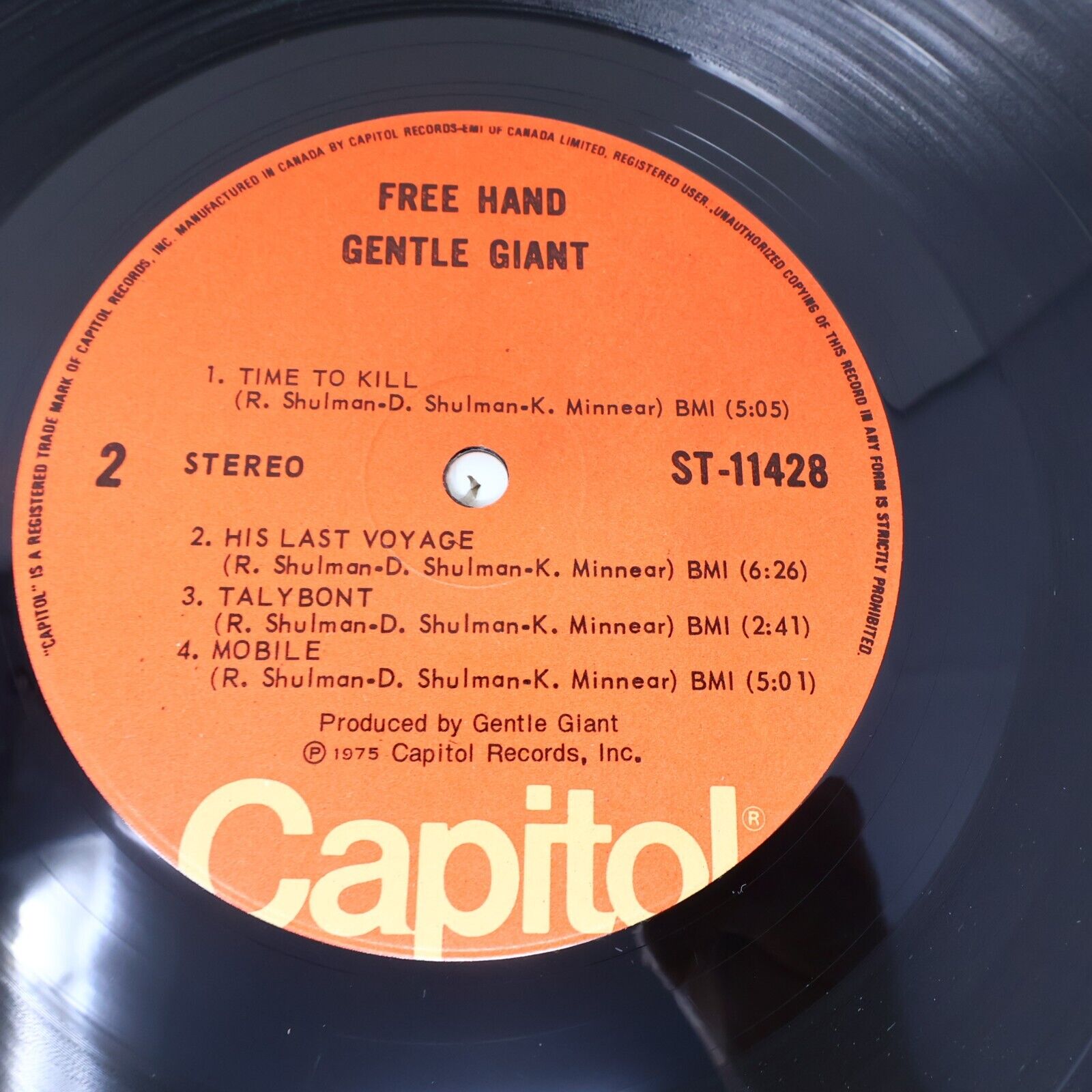 Gentle Giant Free Hand LP Record Vinyl ST-11428 Canada 1975 Rock Just The Same
