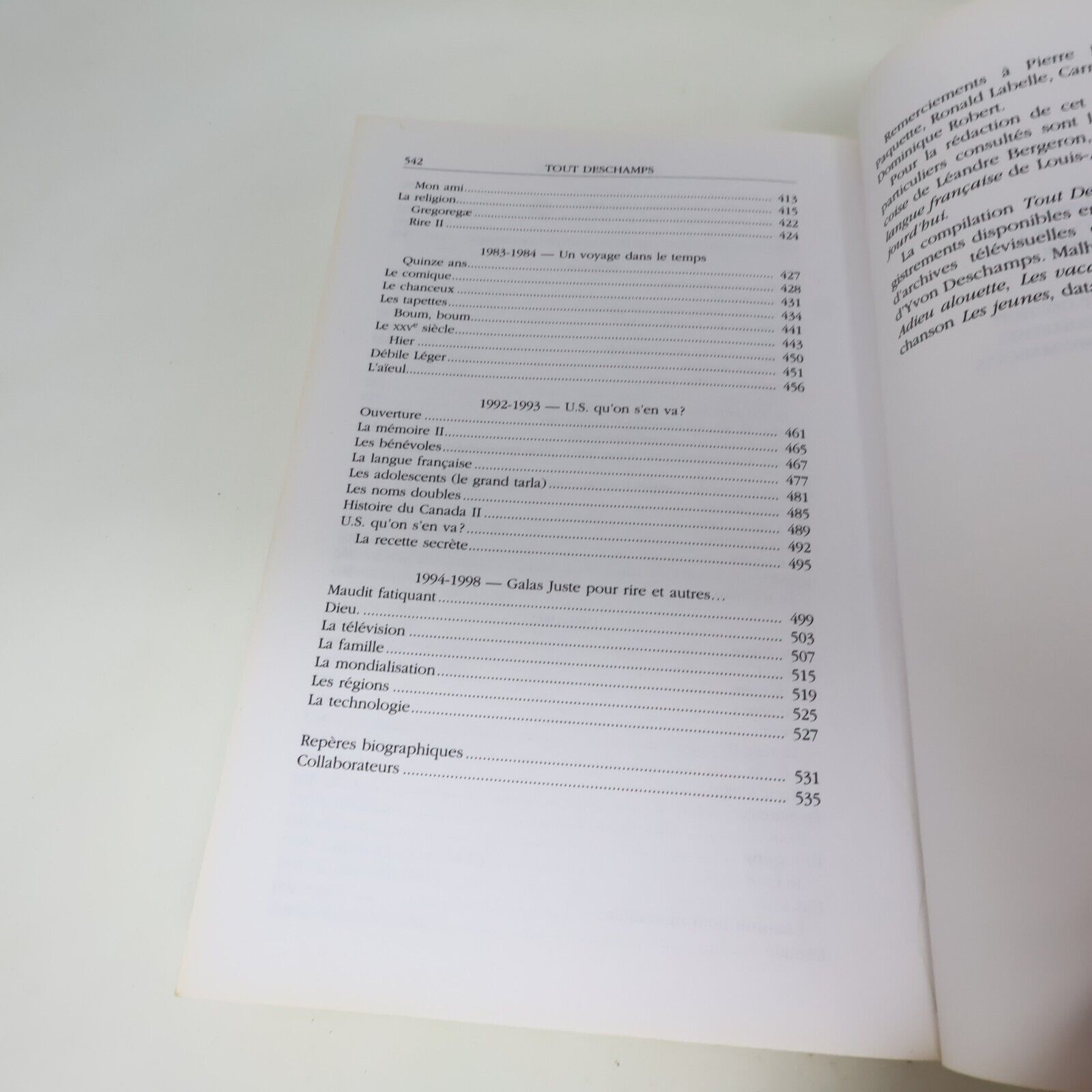 1998 Tout Deschamps Trente Ans de Monologues et de Chansons de Yvon Deschamps PB