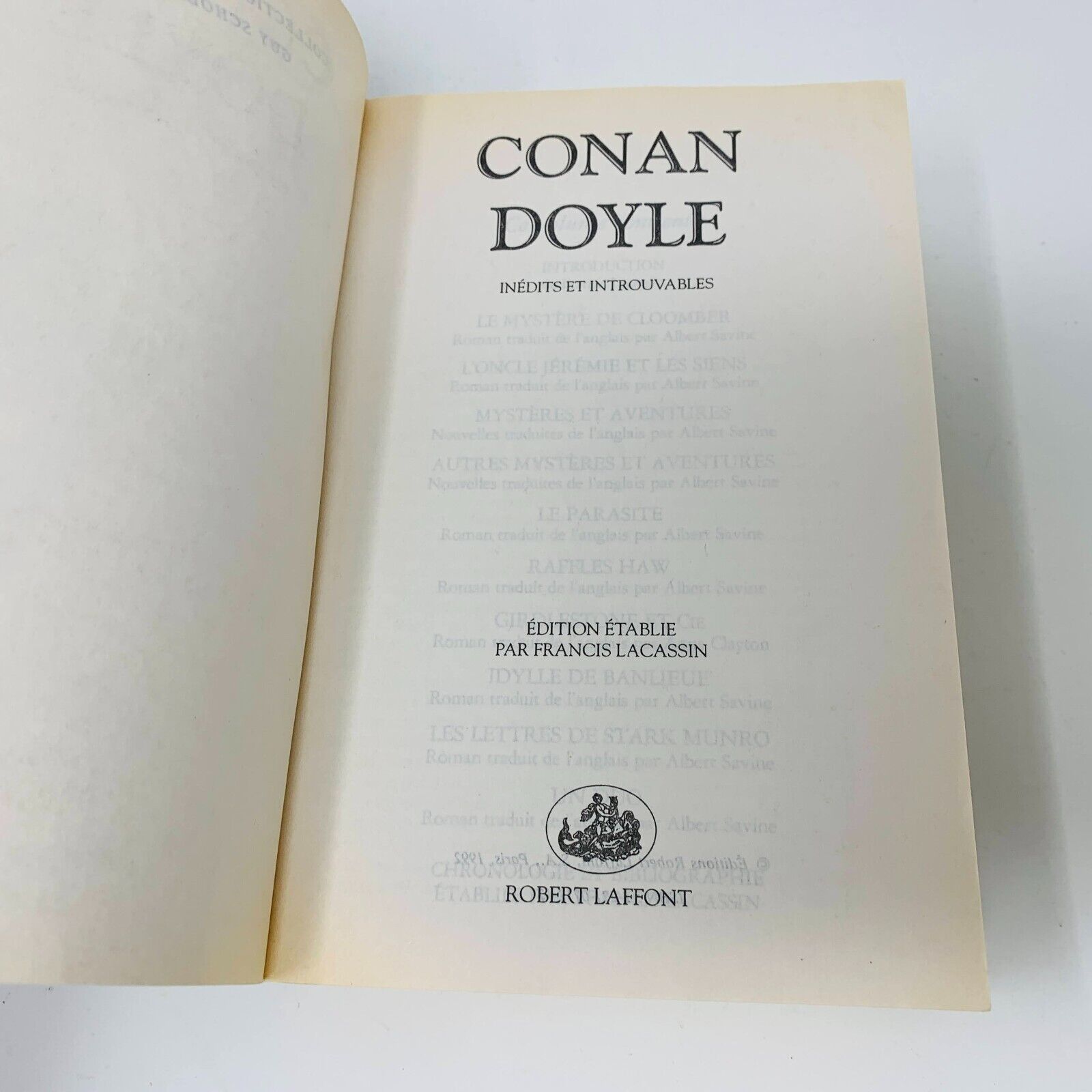 1992 Conan Doyle Inédits et Introuvables Robert Laffont Bouquins Livre Omnibus