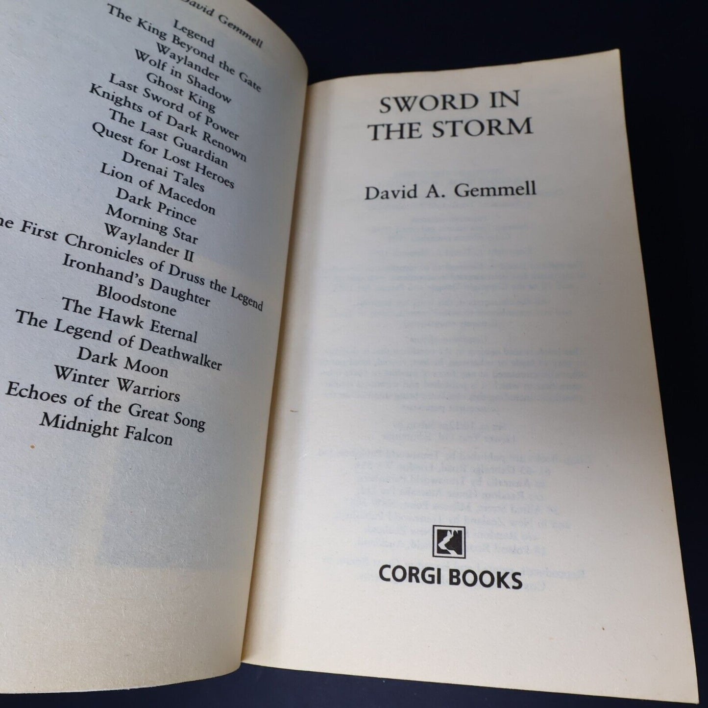 1999 Rigante #1 Sword in the Storm by David Gemmell Fantasy Corgi Book Paperback