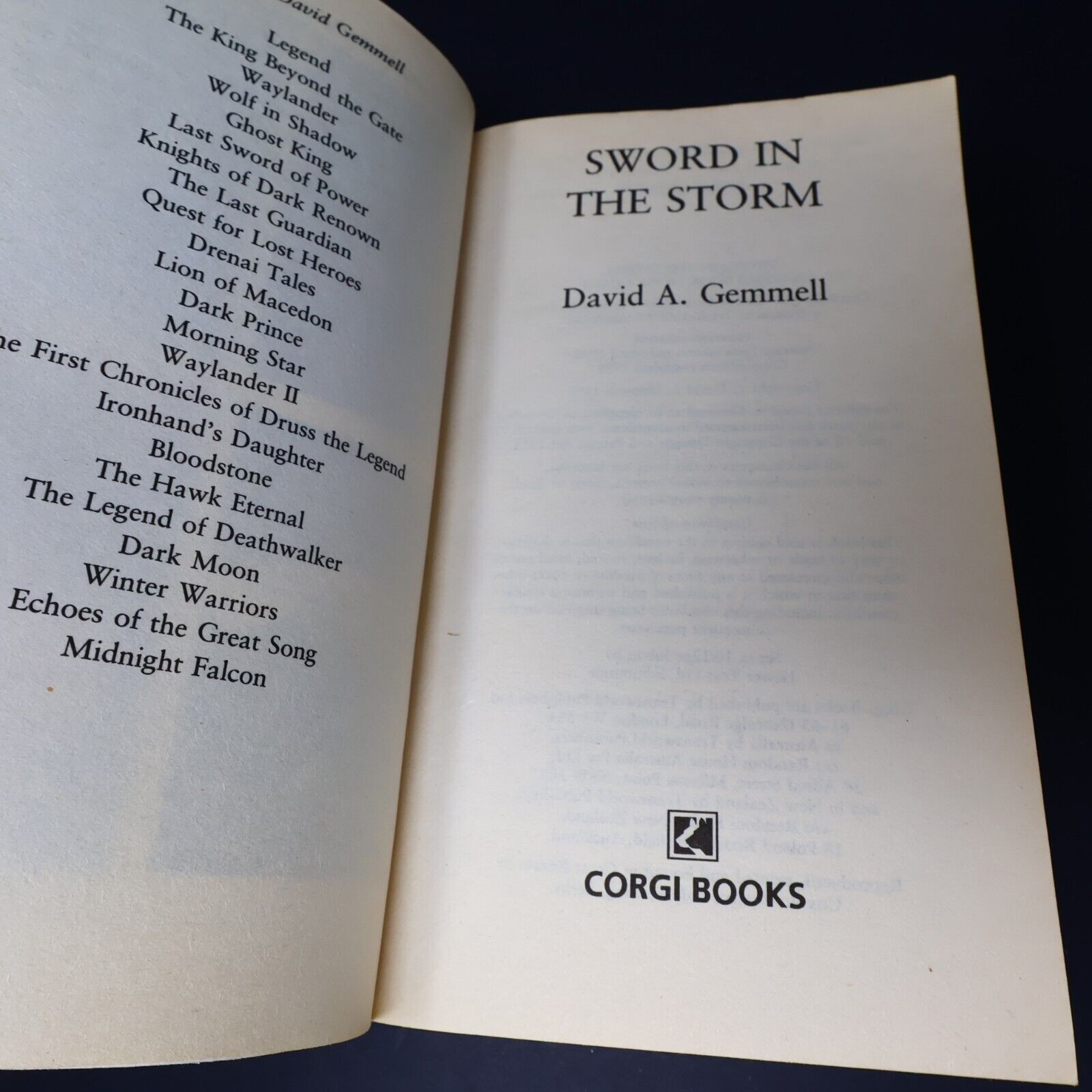 1999 Rigante #1 Sword in the Storm by David Gemmell Fantasy Corgi Book Paperback