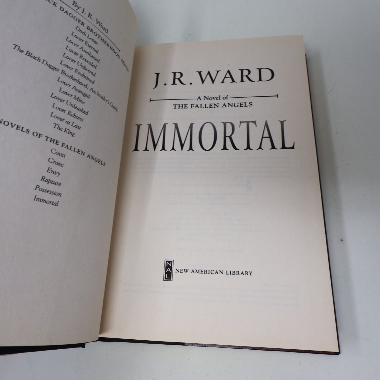 2014 Immortal J.R. Ward Fantasy Romance Vampires The Fallen Angels Nal Hardcover