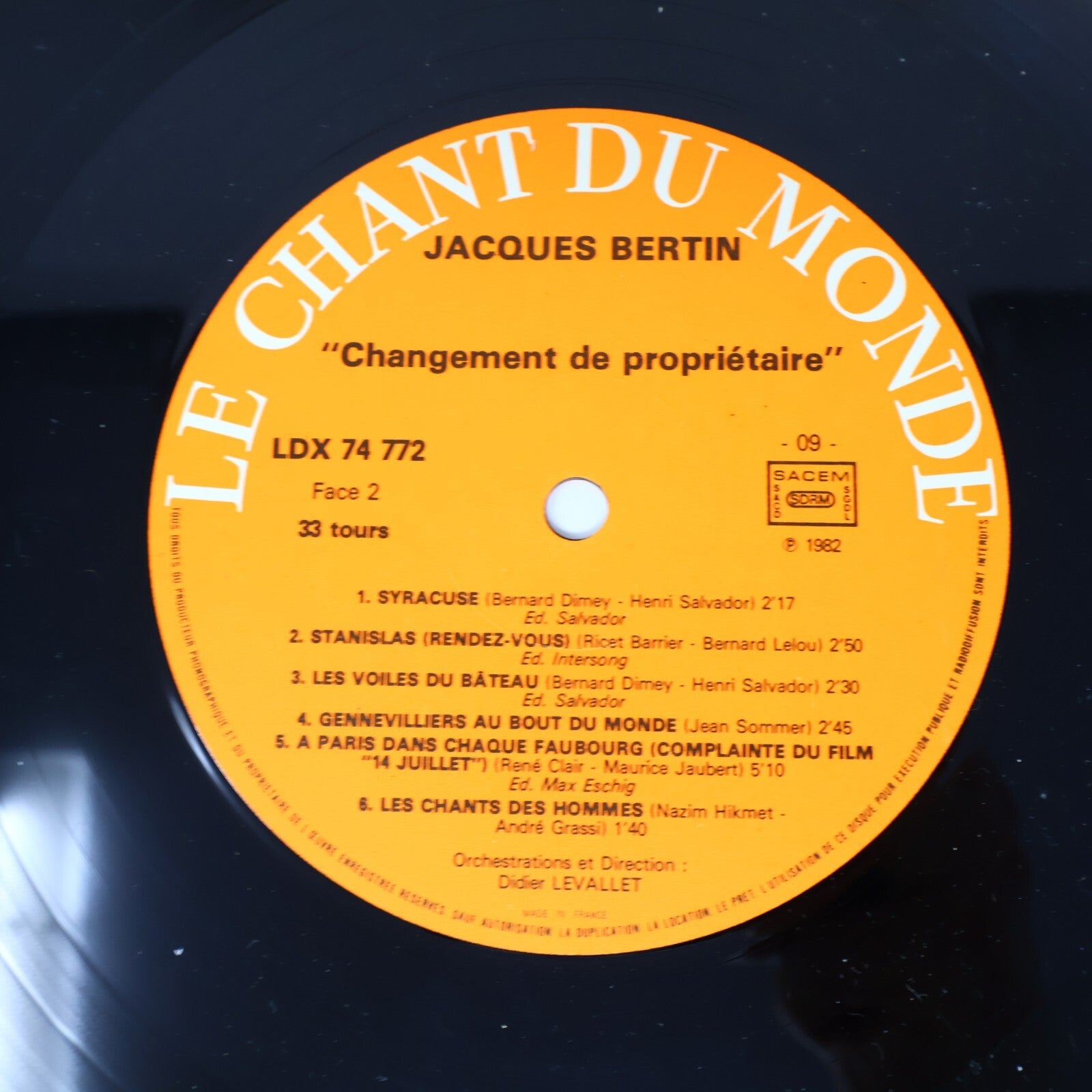 Jacques Bertin ‎Lot 2 Disques Changement de Propriétaire/ Paris Théâtre de la