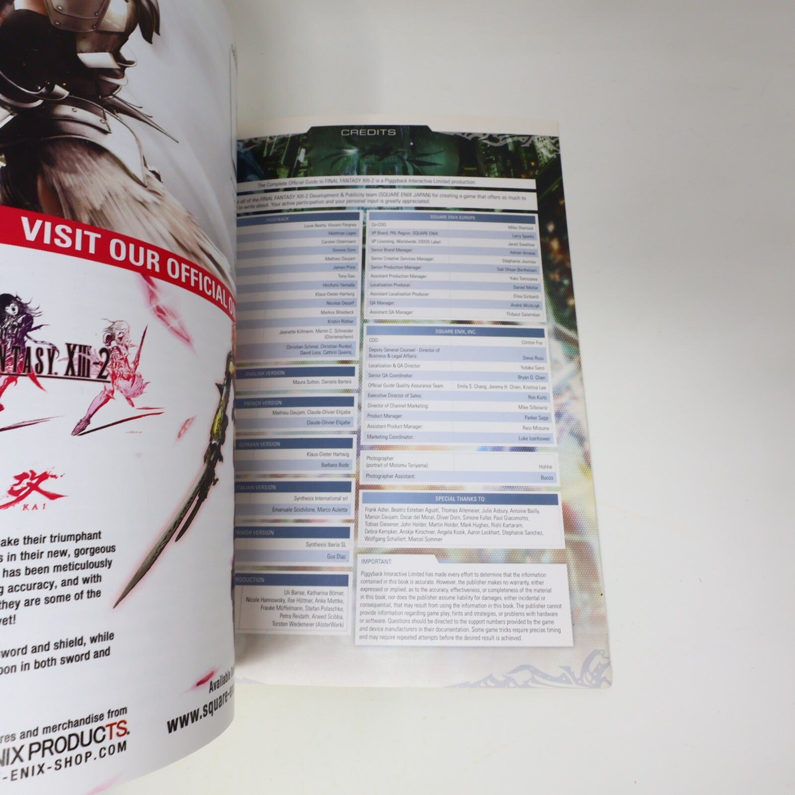 2012 Final Fantasy Xiii-2 the Complete Official Guide Piggyback Video Game Guide