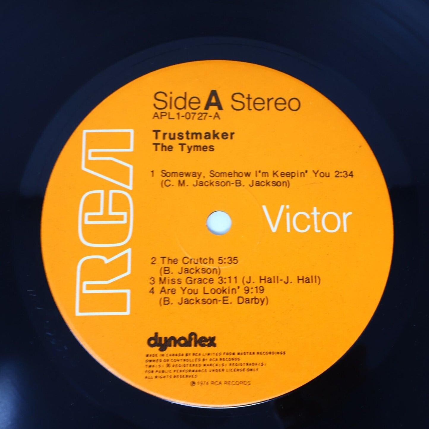 The Tymes Trustmaker LP Record Vinyl 1974 RCA Victor APL1-0727 Canada Funk Soul